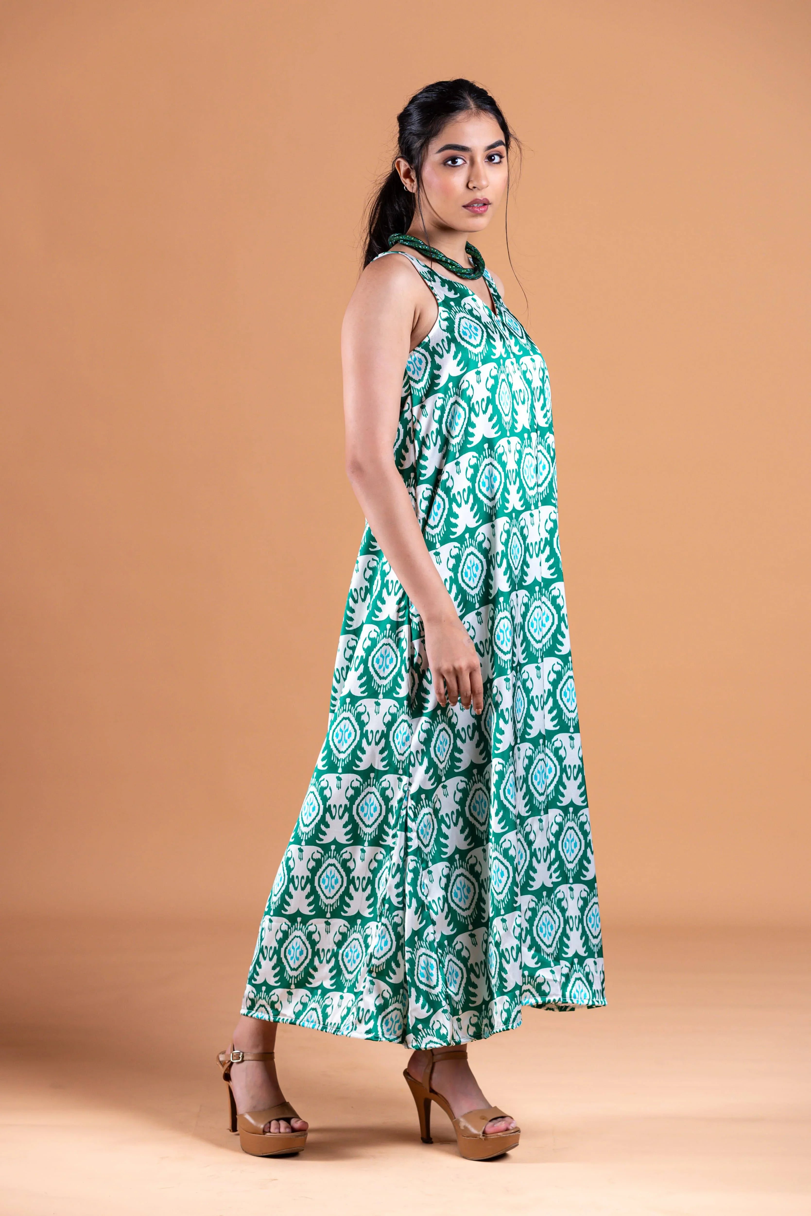 Sia Green Ikat Dress - Label Xari
