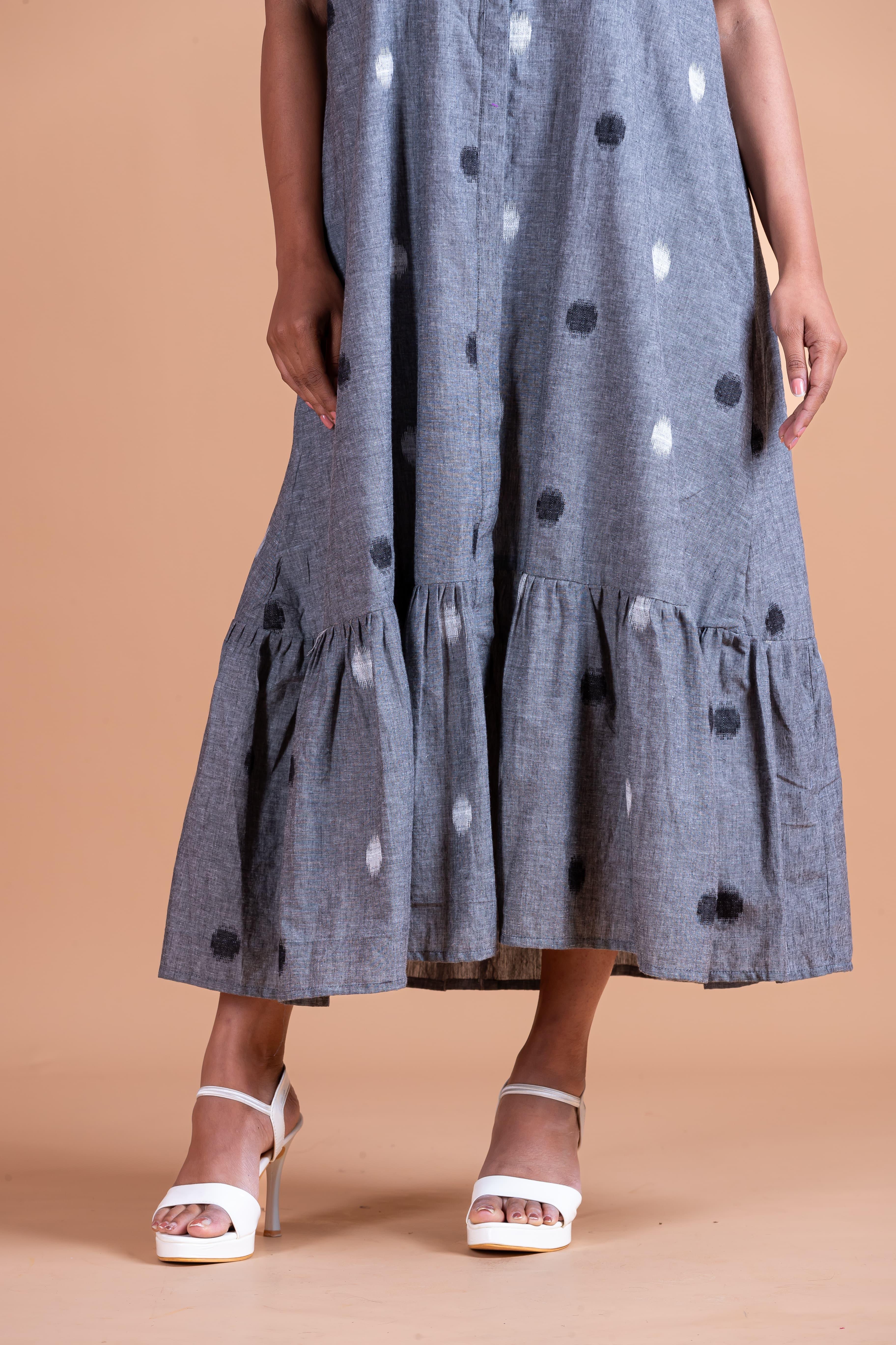 Siara Ikat Denim Dress - Grey - Label Xari