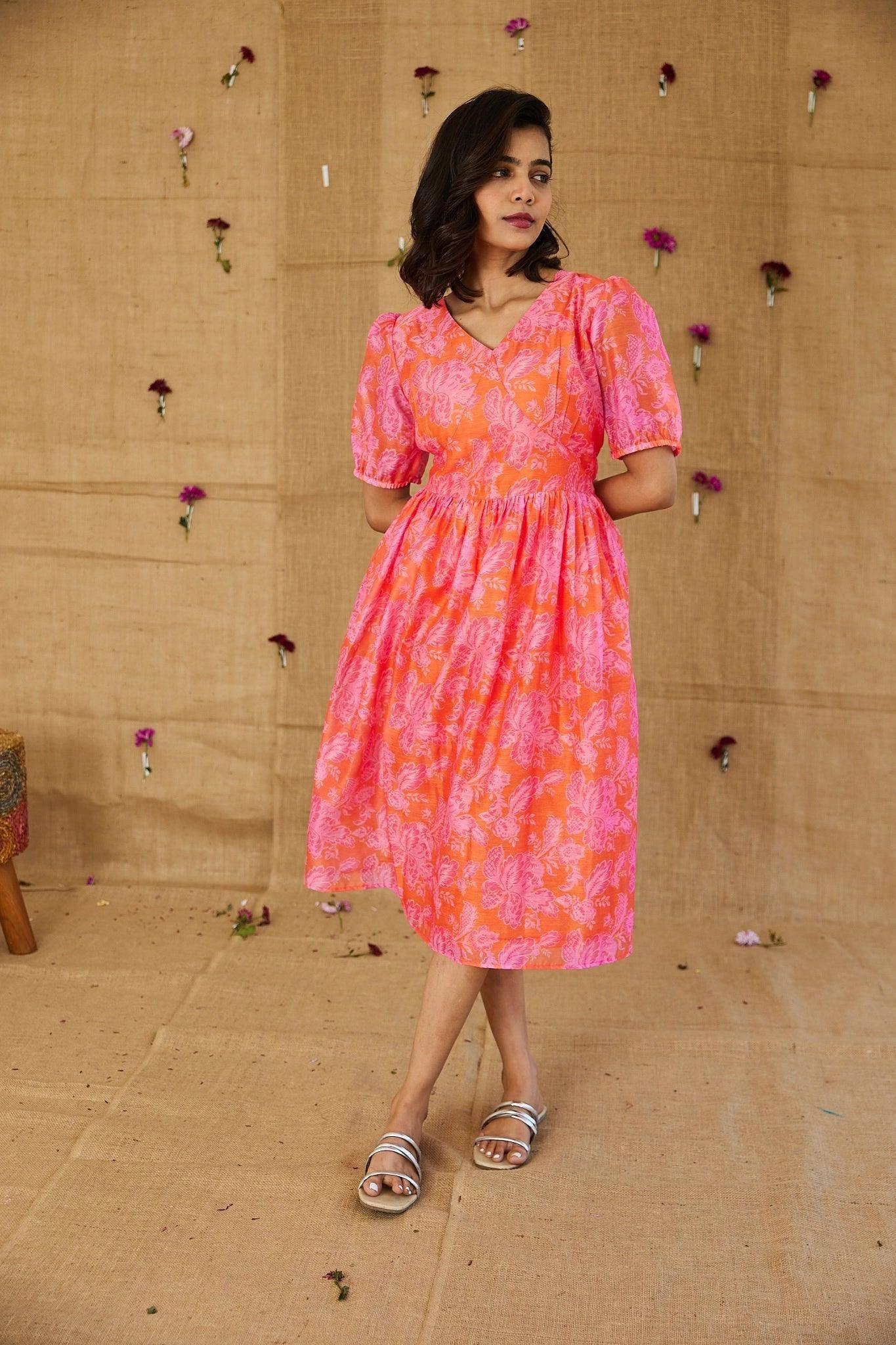 Tangerine Blossom Dress - Hello June