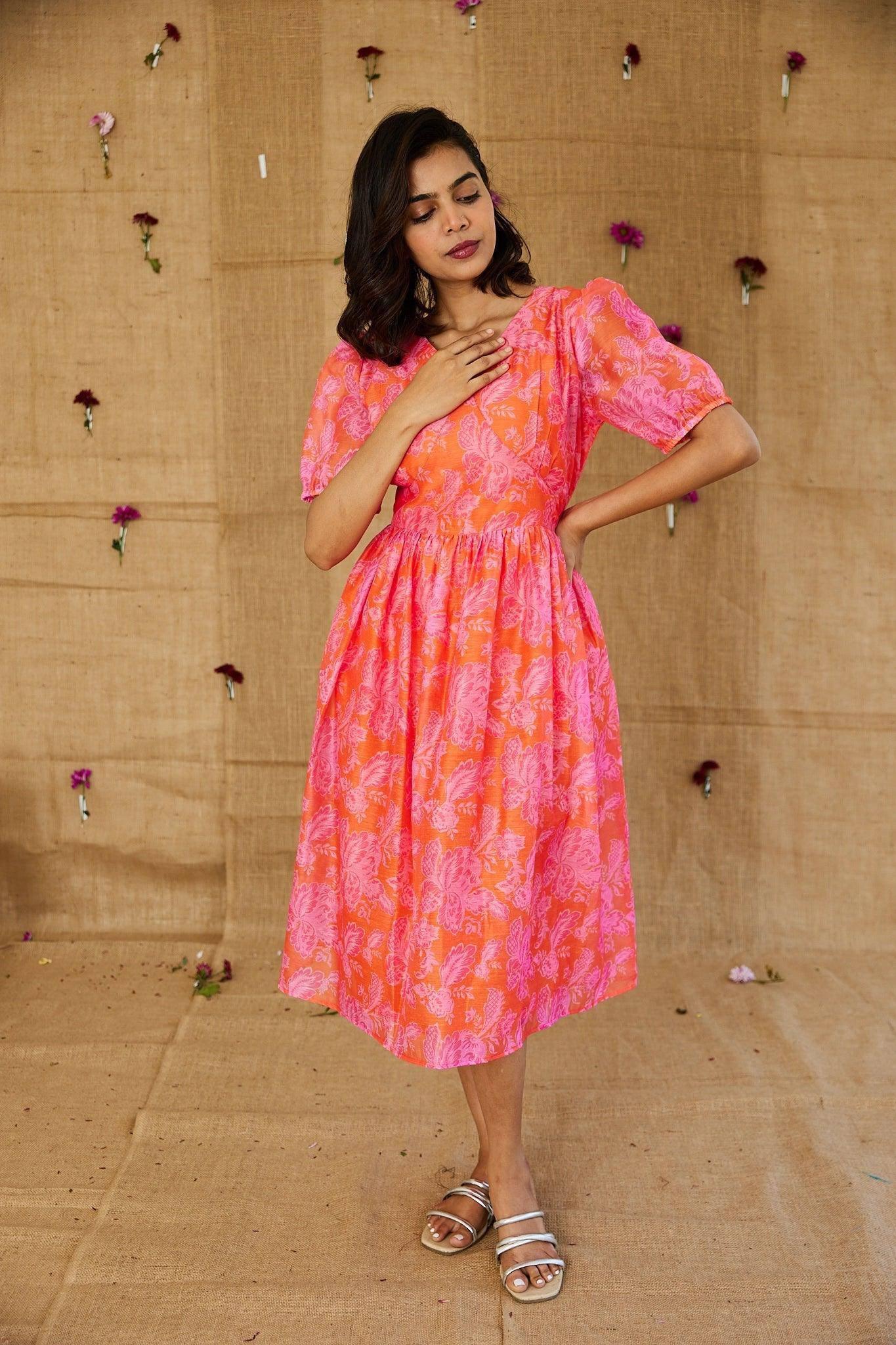 Tangerine Blossom Dress - Hello June