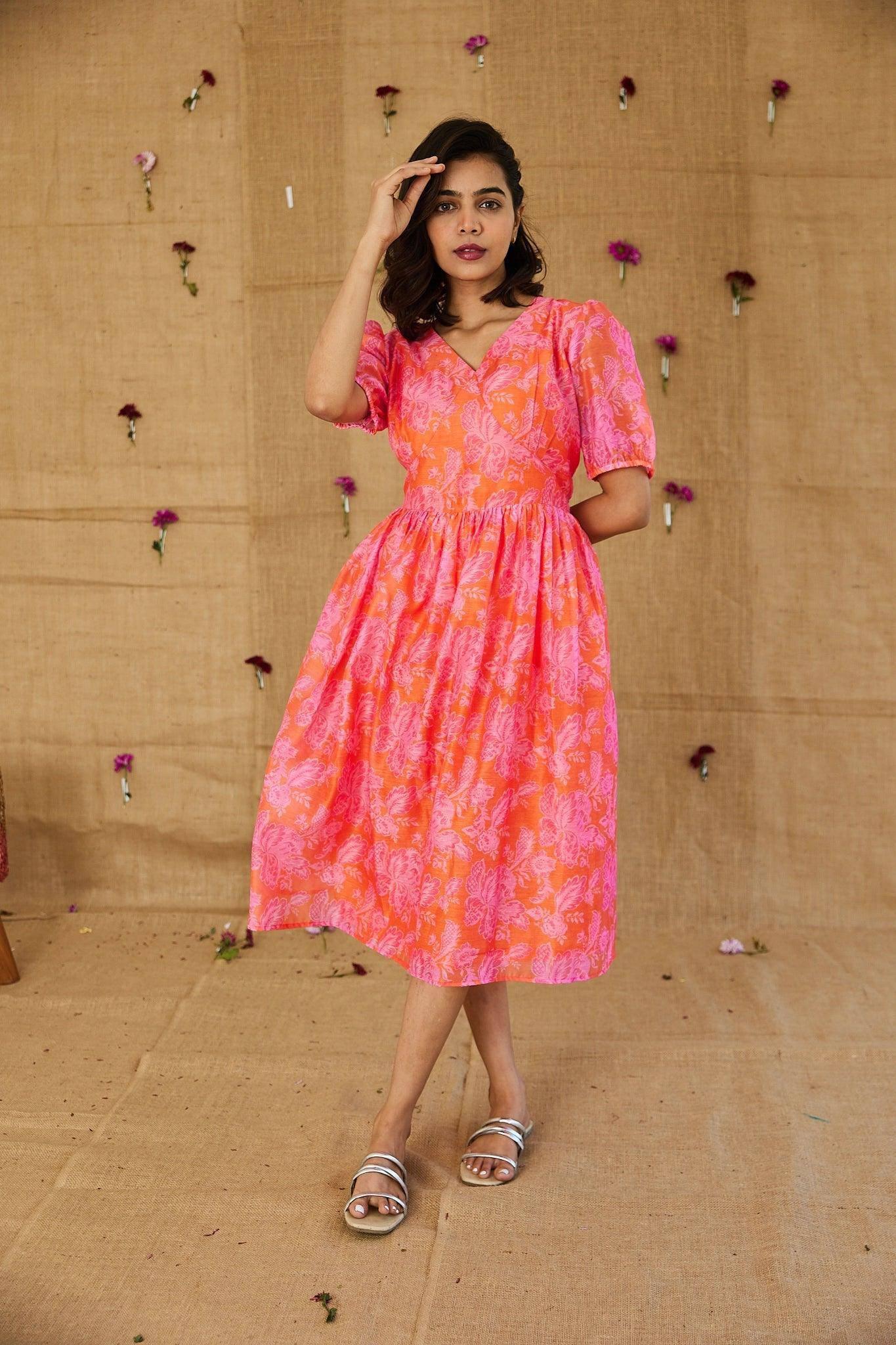 Tangerine Blossom Dress - Hello June