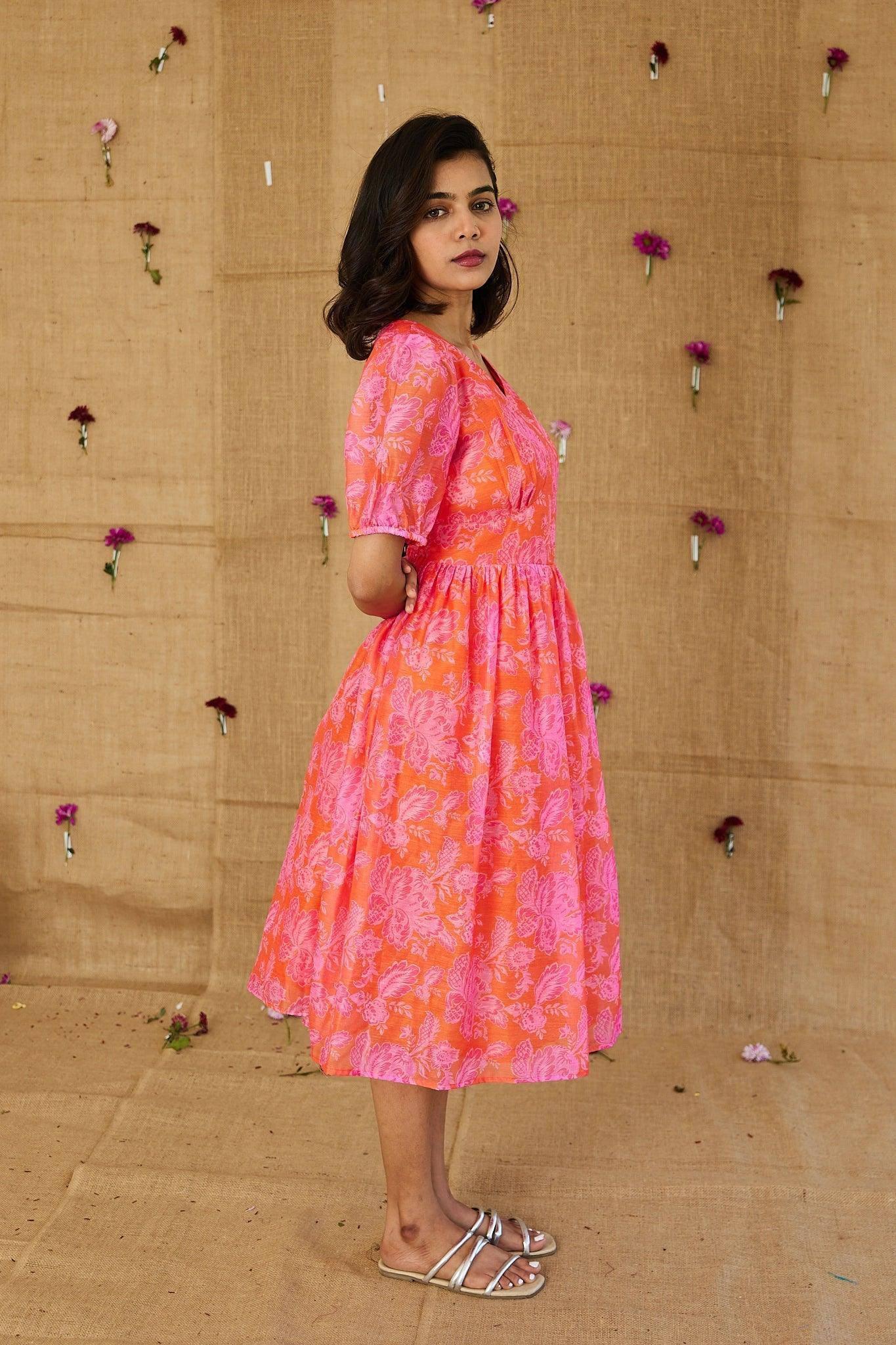 Tangerine Blossom Dress - Hello June