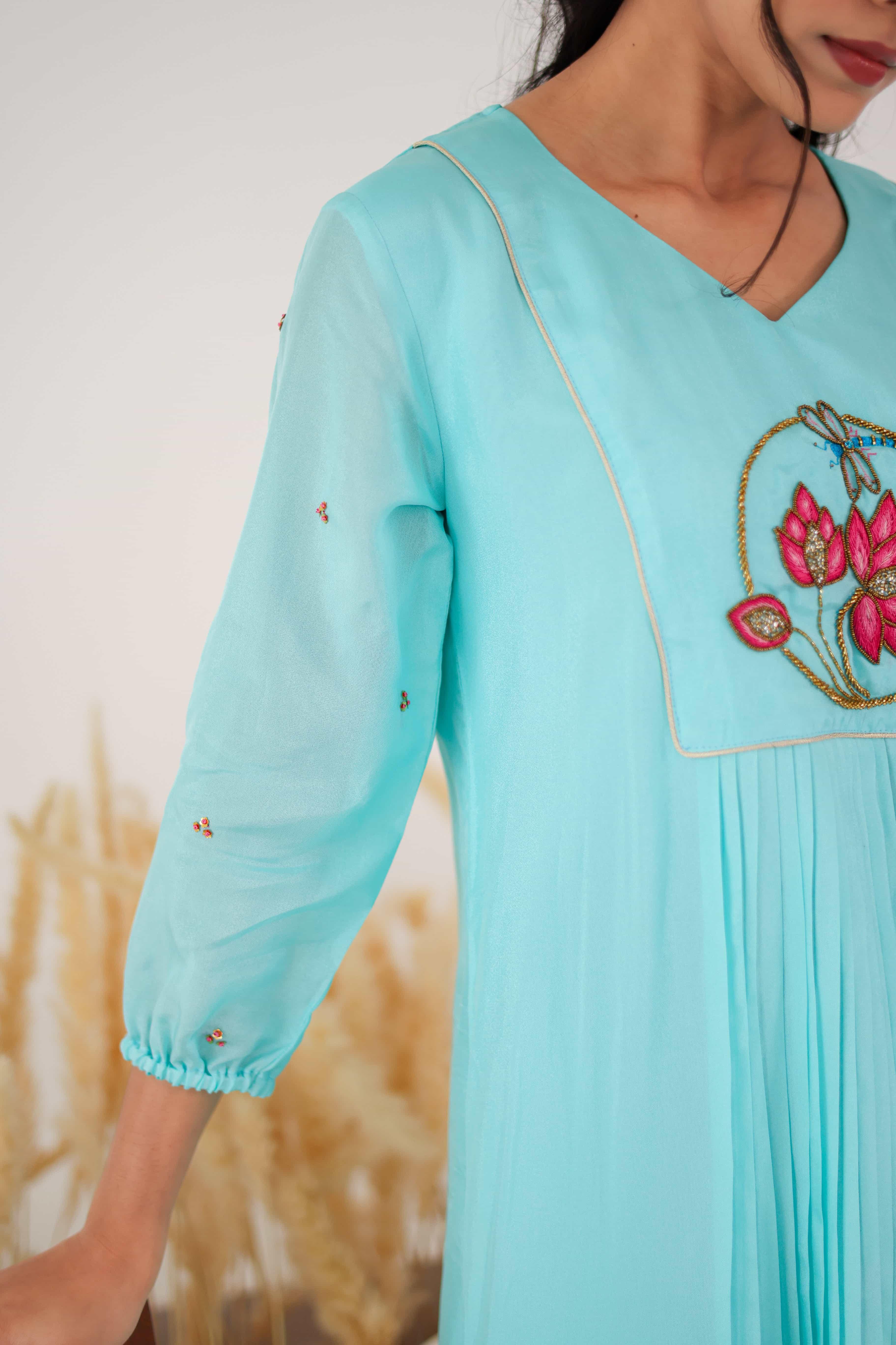 Uppada Silk Dress - Blue - Hello June