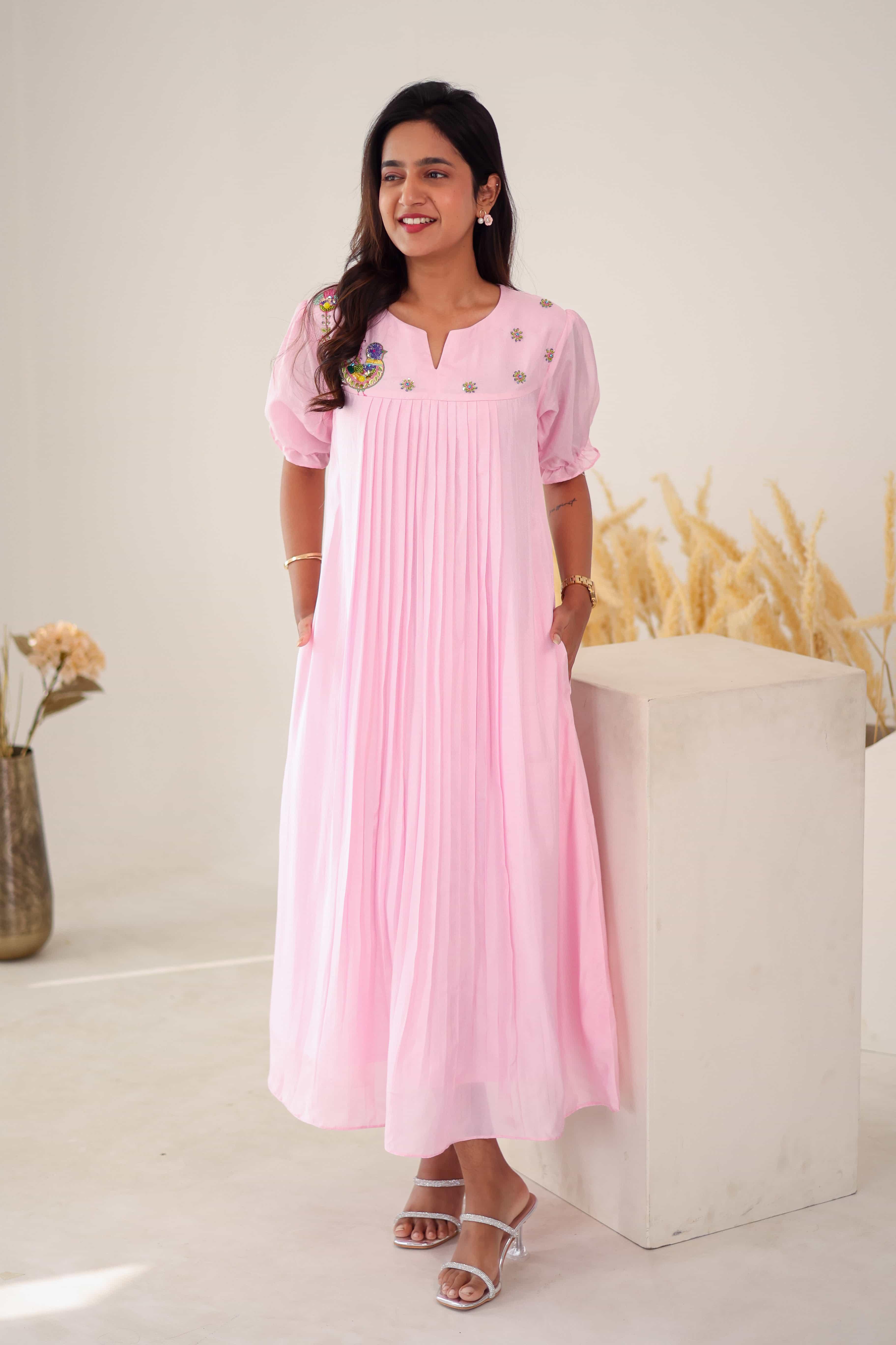 Uppada Silk Dress - Blush - Label Xari