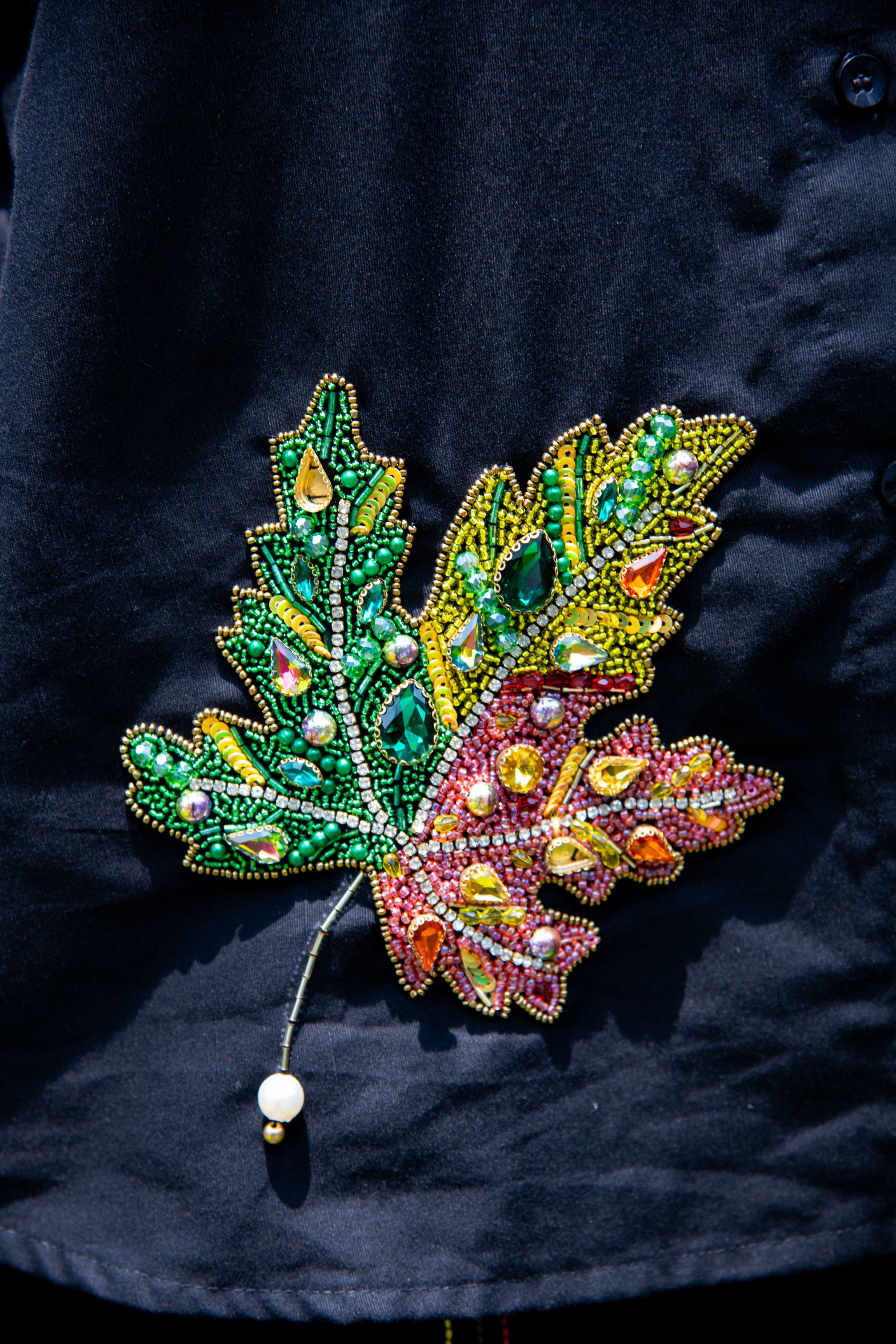 Black Cotton Linen Co-Ord With Maple Leaf Embroidery - Label Xari