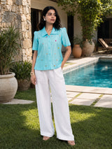 Embroidered Charm Shirt - Blue