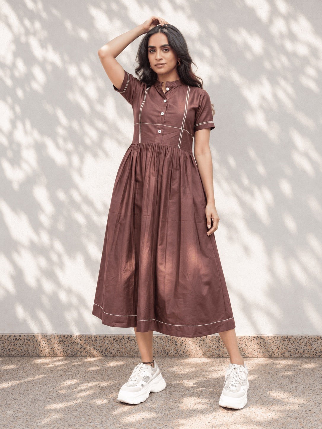 Coffee Brown Cotton Dress Hello June