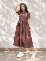 Coffee Brown Cotton Dress Hello June
