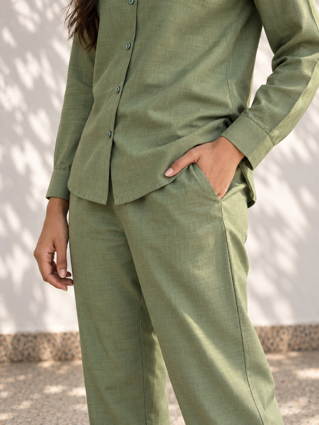 Fall Green Embroidered Co-Ord