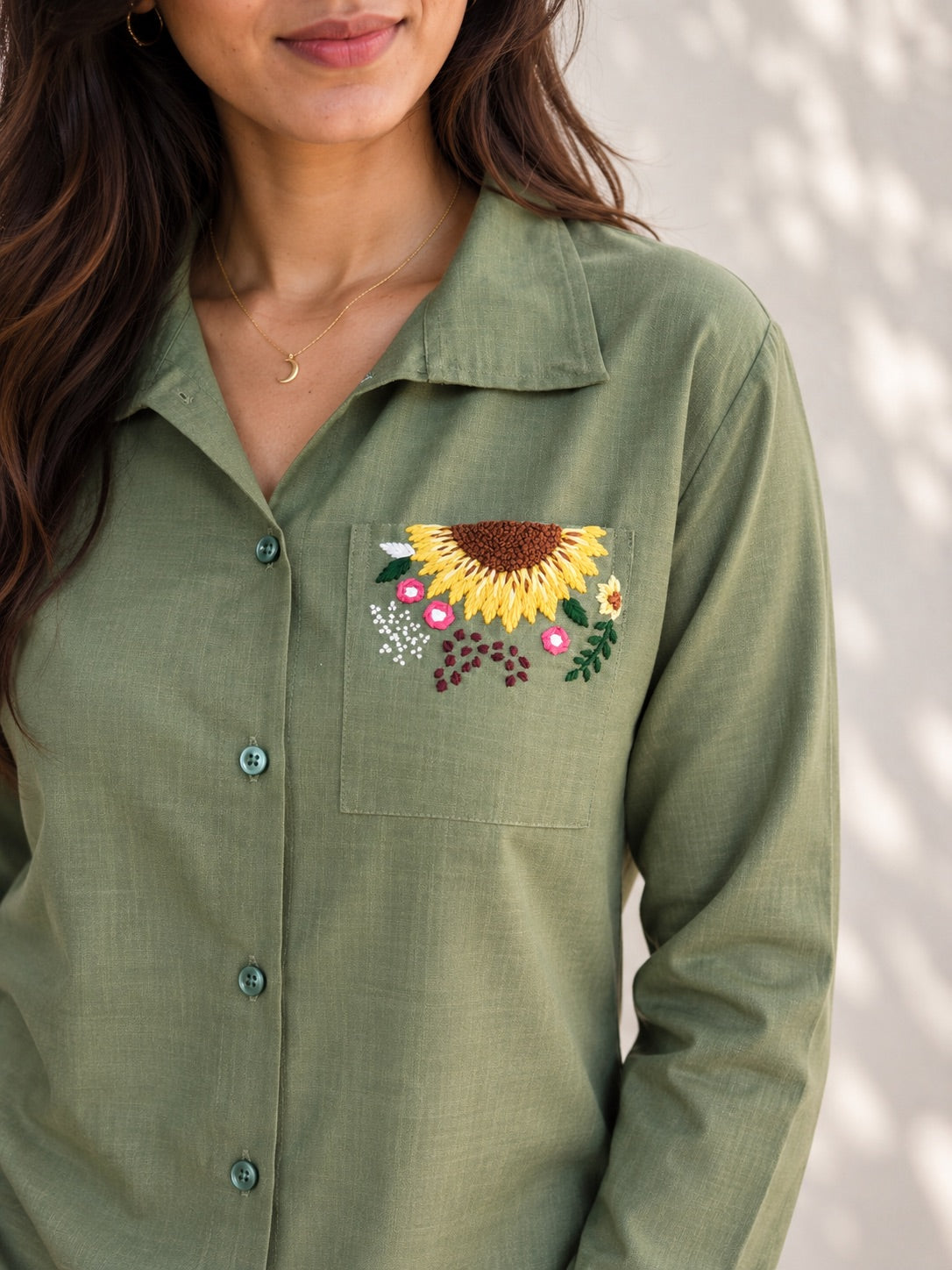 Fall Green Embroidered Co-Ord