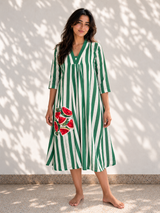 Watermelon Wave Linen Dress