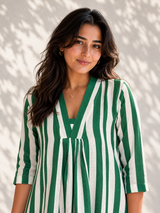 Watermelon Wave Linen Dress