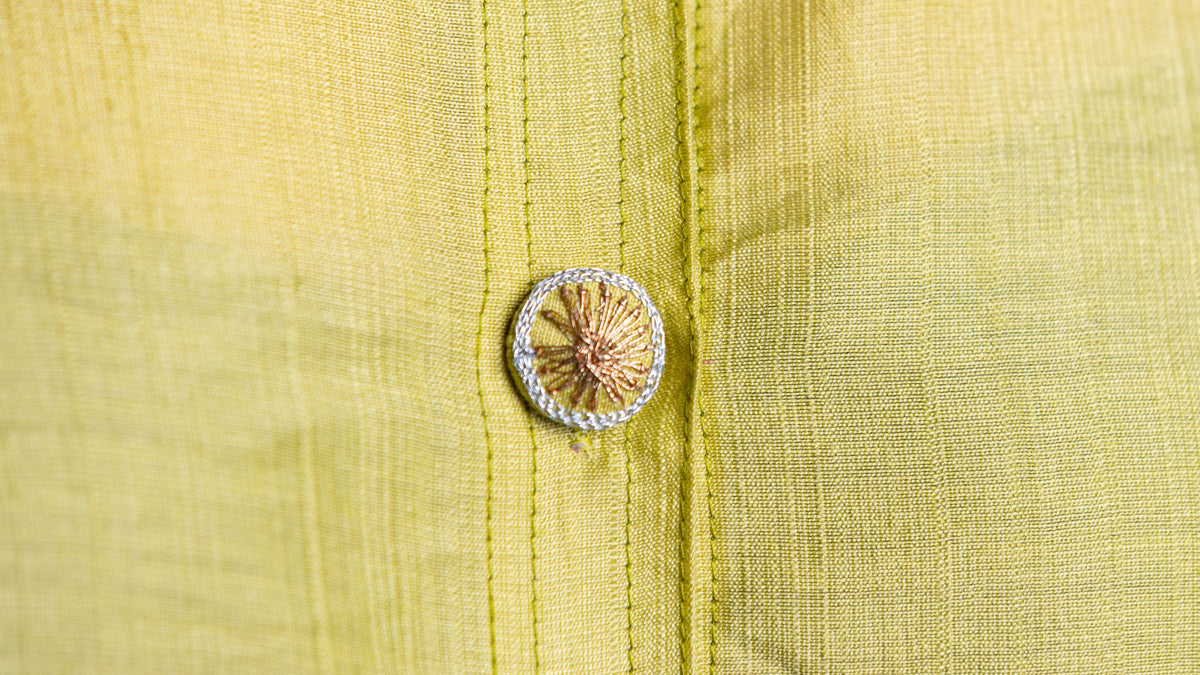 Green Chanderi Shirt & Wrap Skirt Set