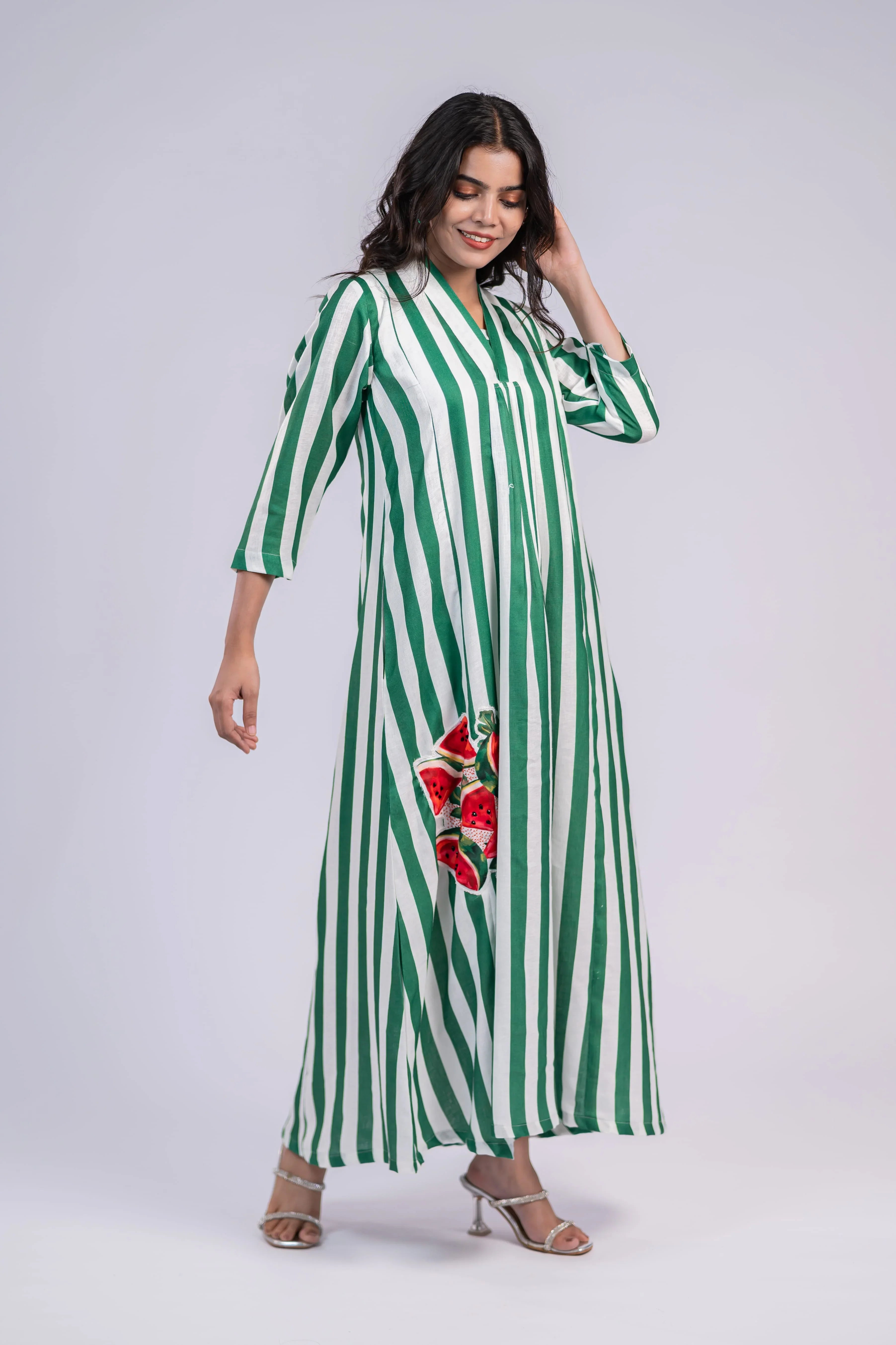 Watermelon Wave Linen Dress