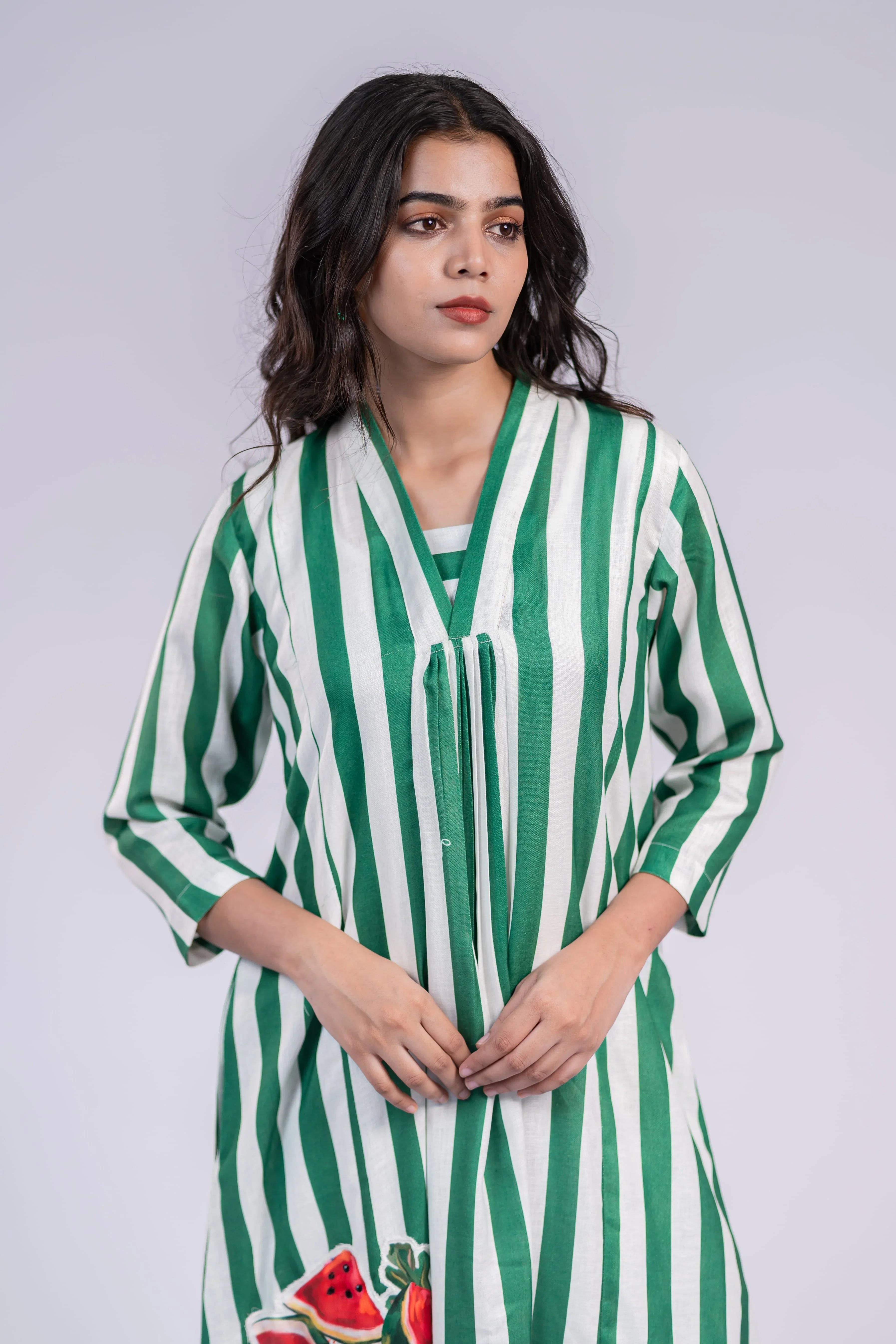 Watermelon Wave Linen Dress