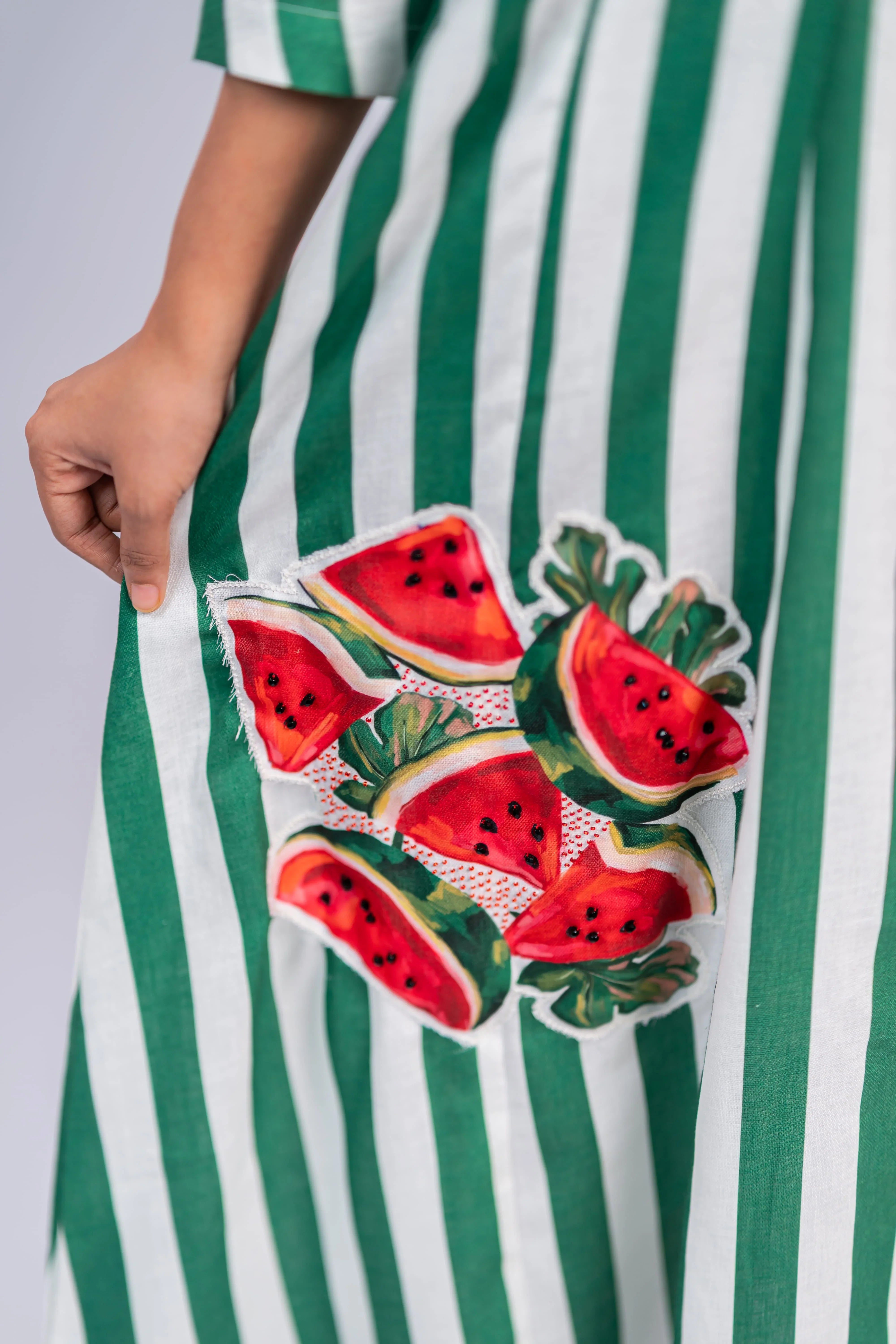Watermelon Wave Linen Dress
