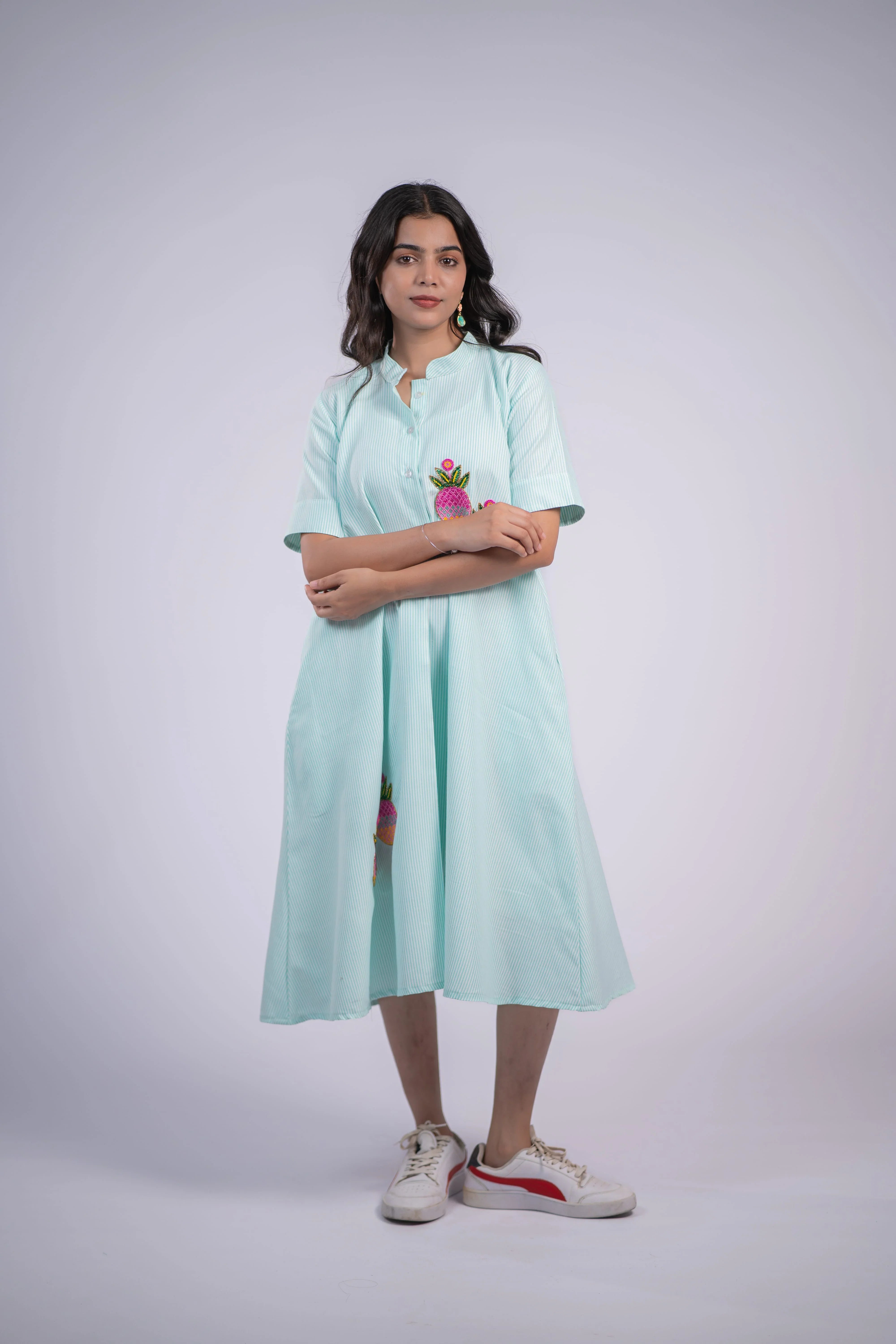 Pineapple Pop Cotton Swing Dress