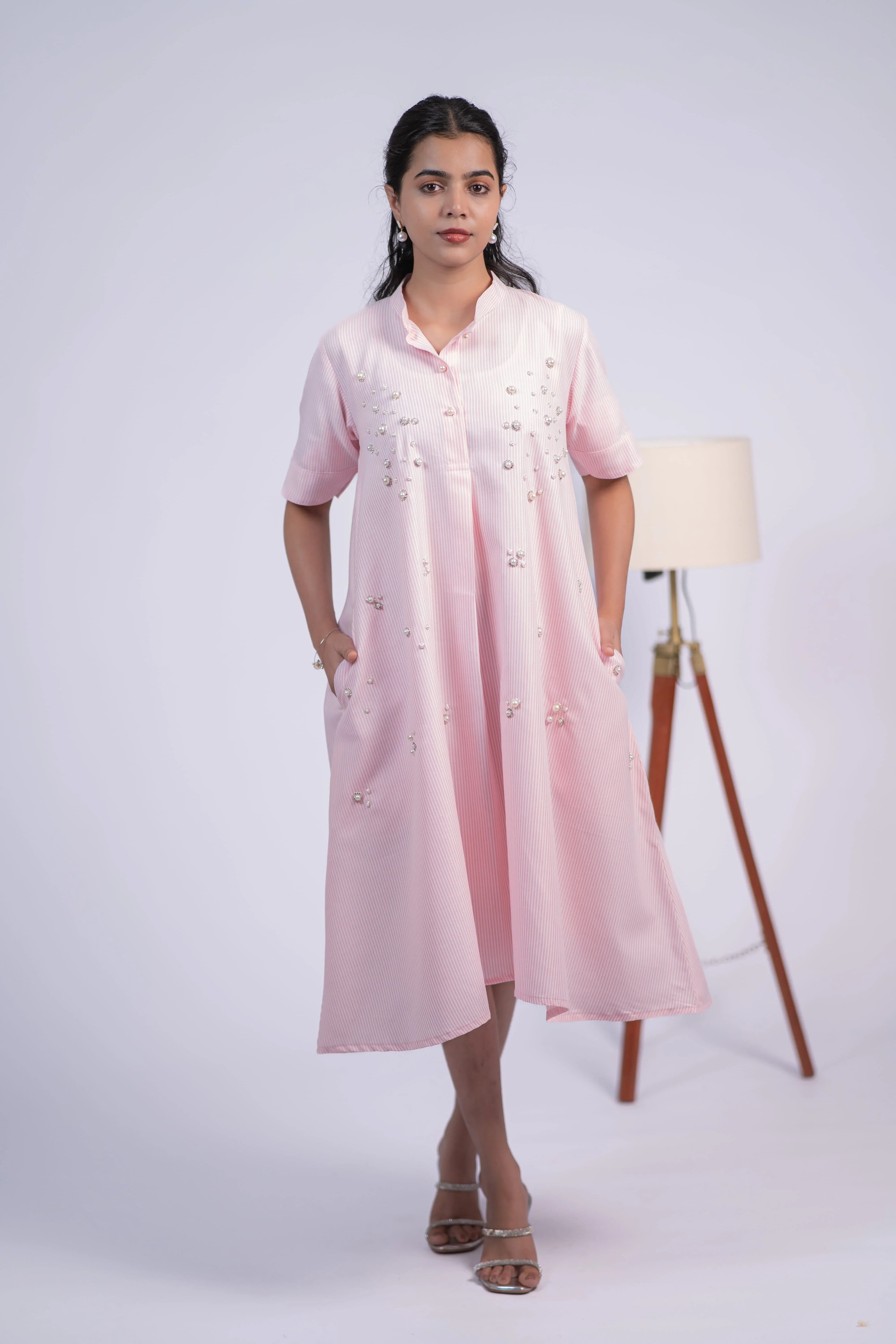 Pearl Whisper Cotton Swing Dress