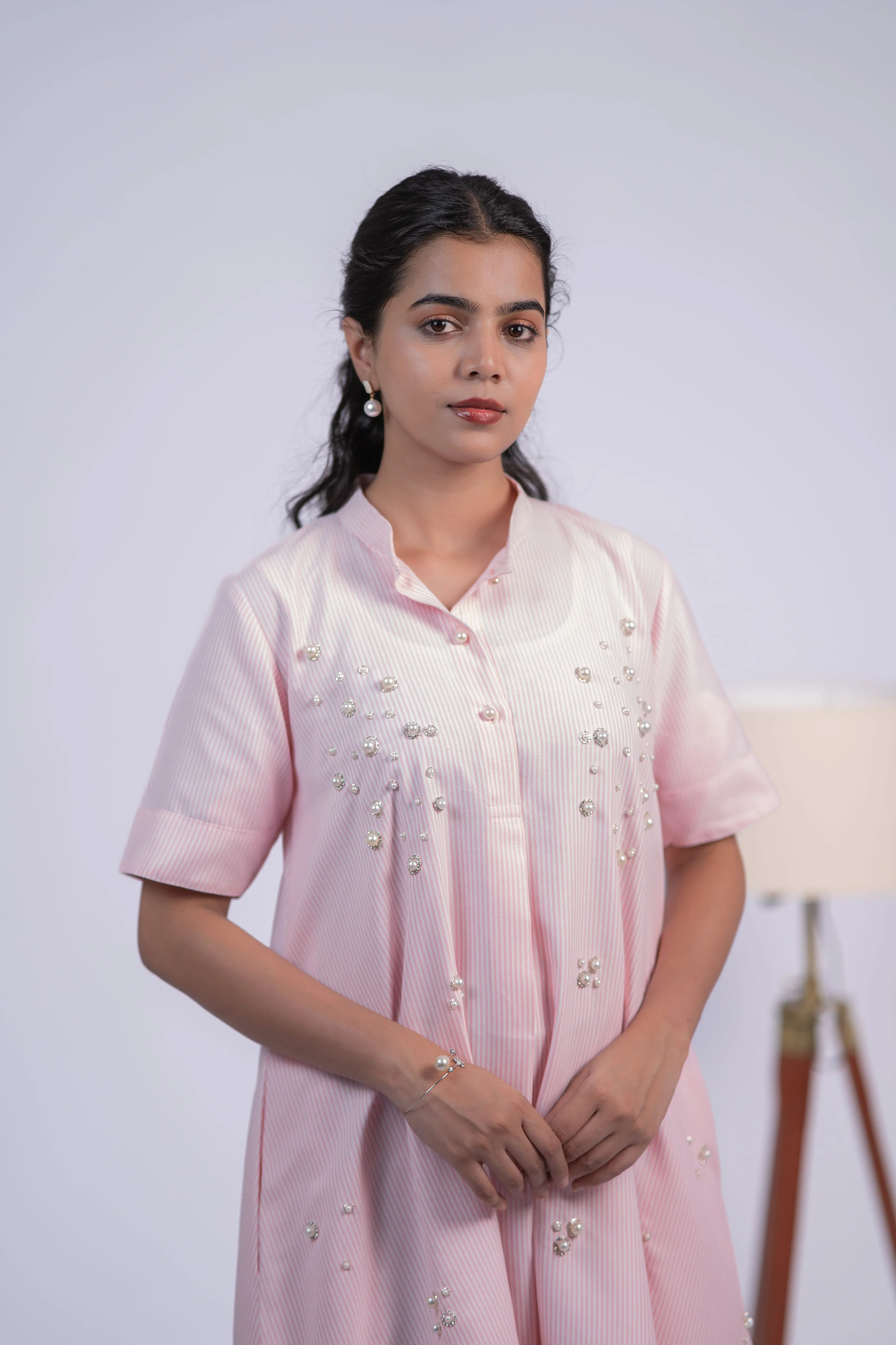 Pearl Whisper Cotton Swing Dress