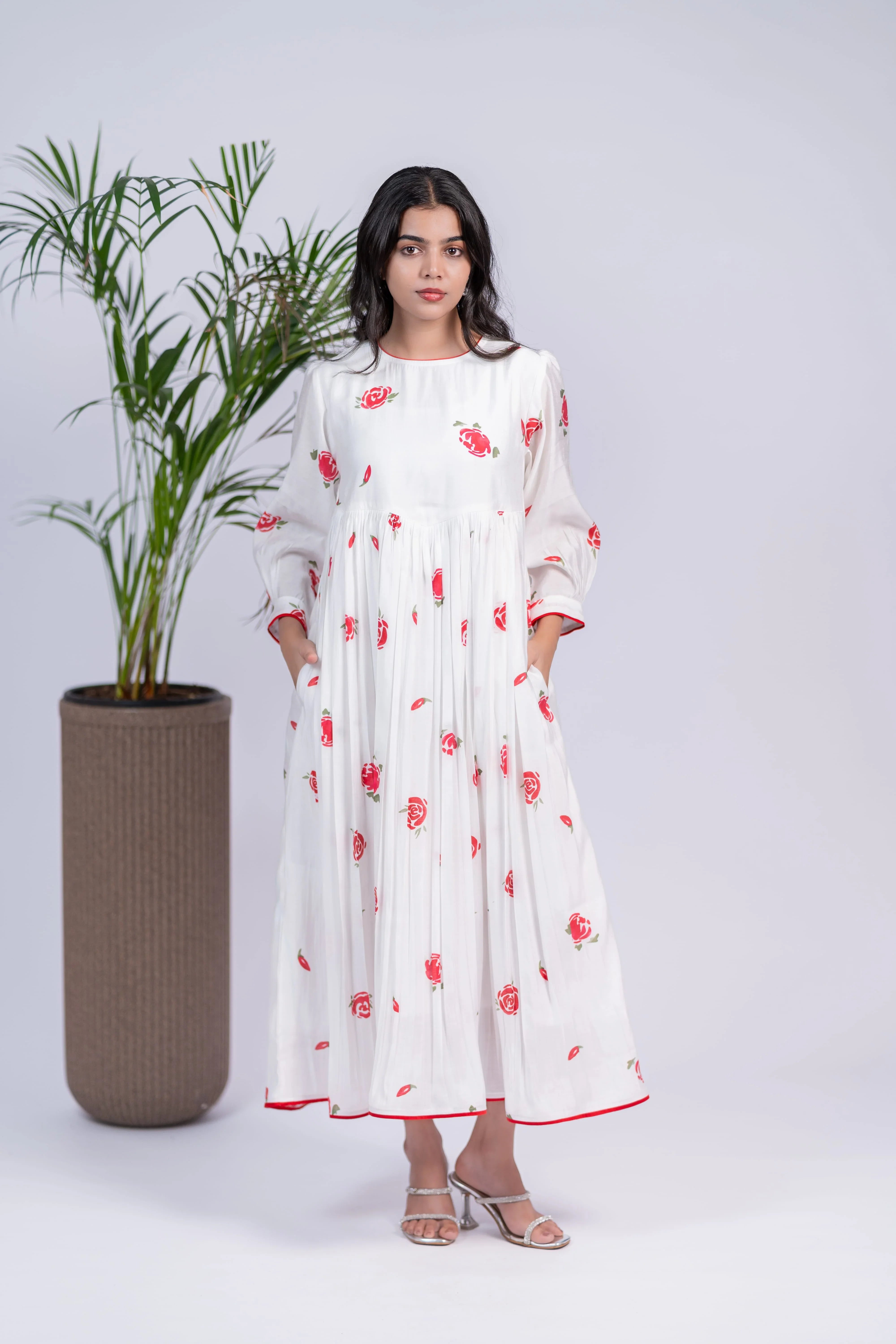 Rose Whisper Chanderi Silk Dress