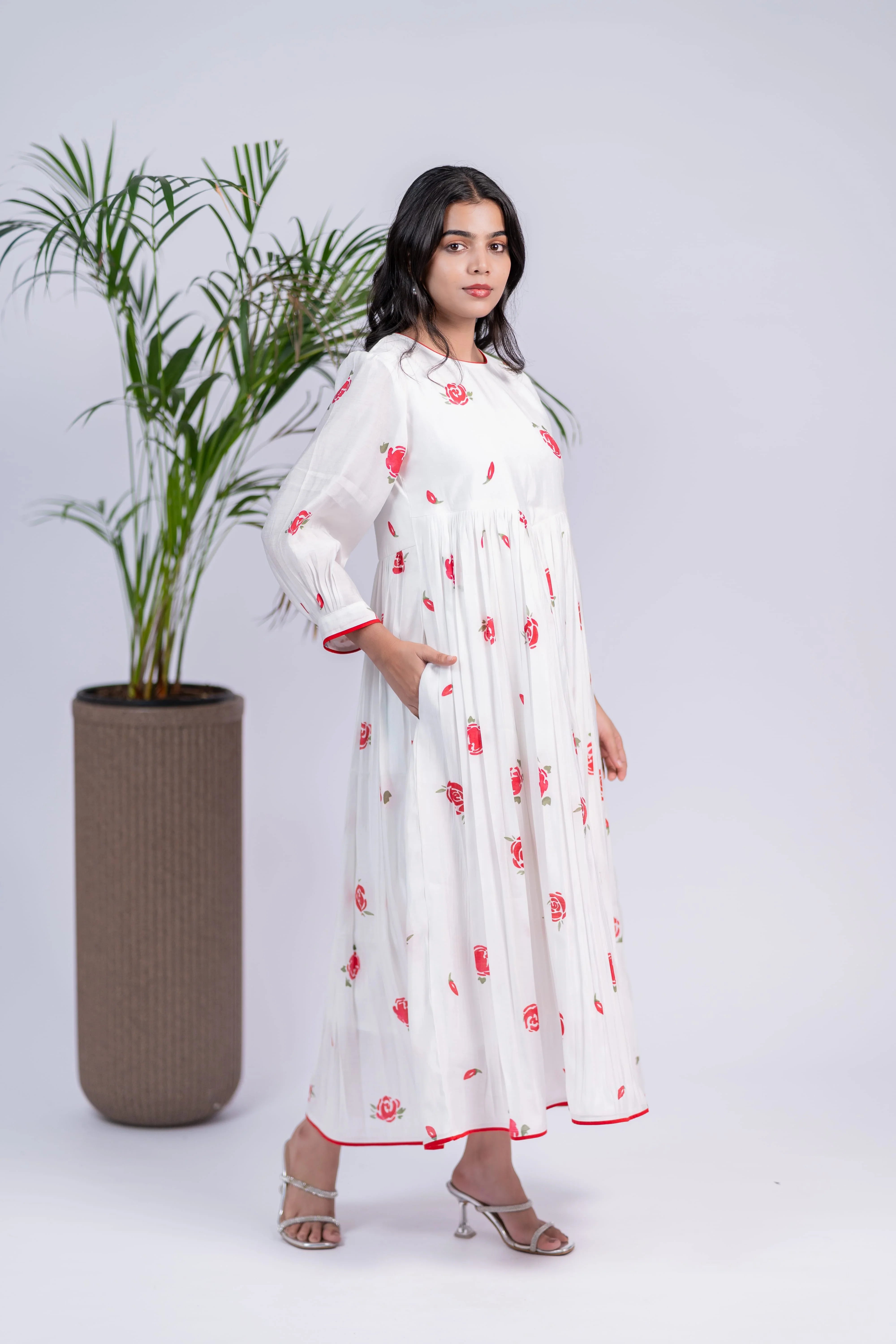 Rose Whisper Chanderi Silk Dress