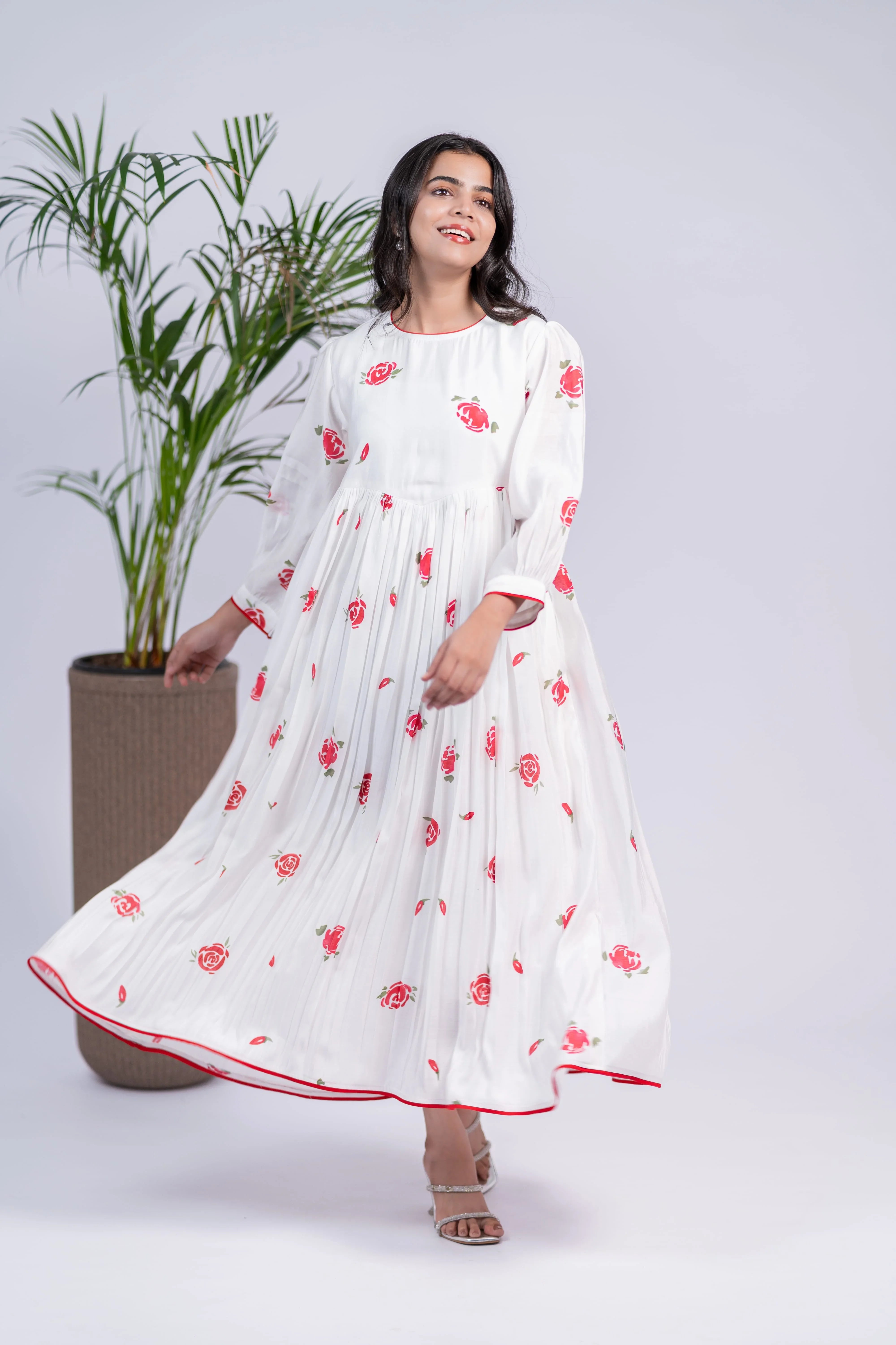 Rose Whisper Chanderi Silk Dress