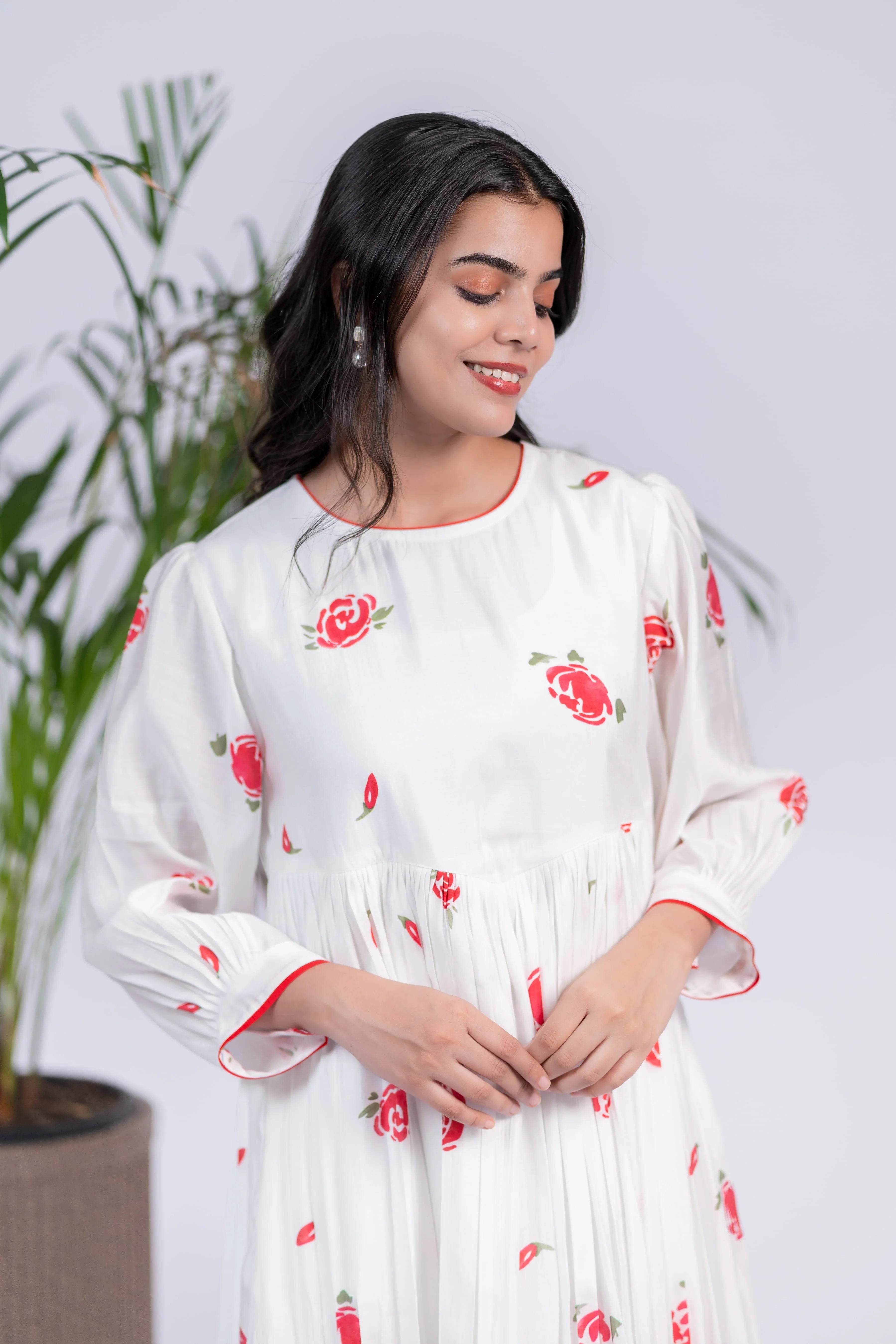 Rose Whisper Chanderi Silk Dress