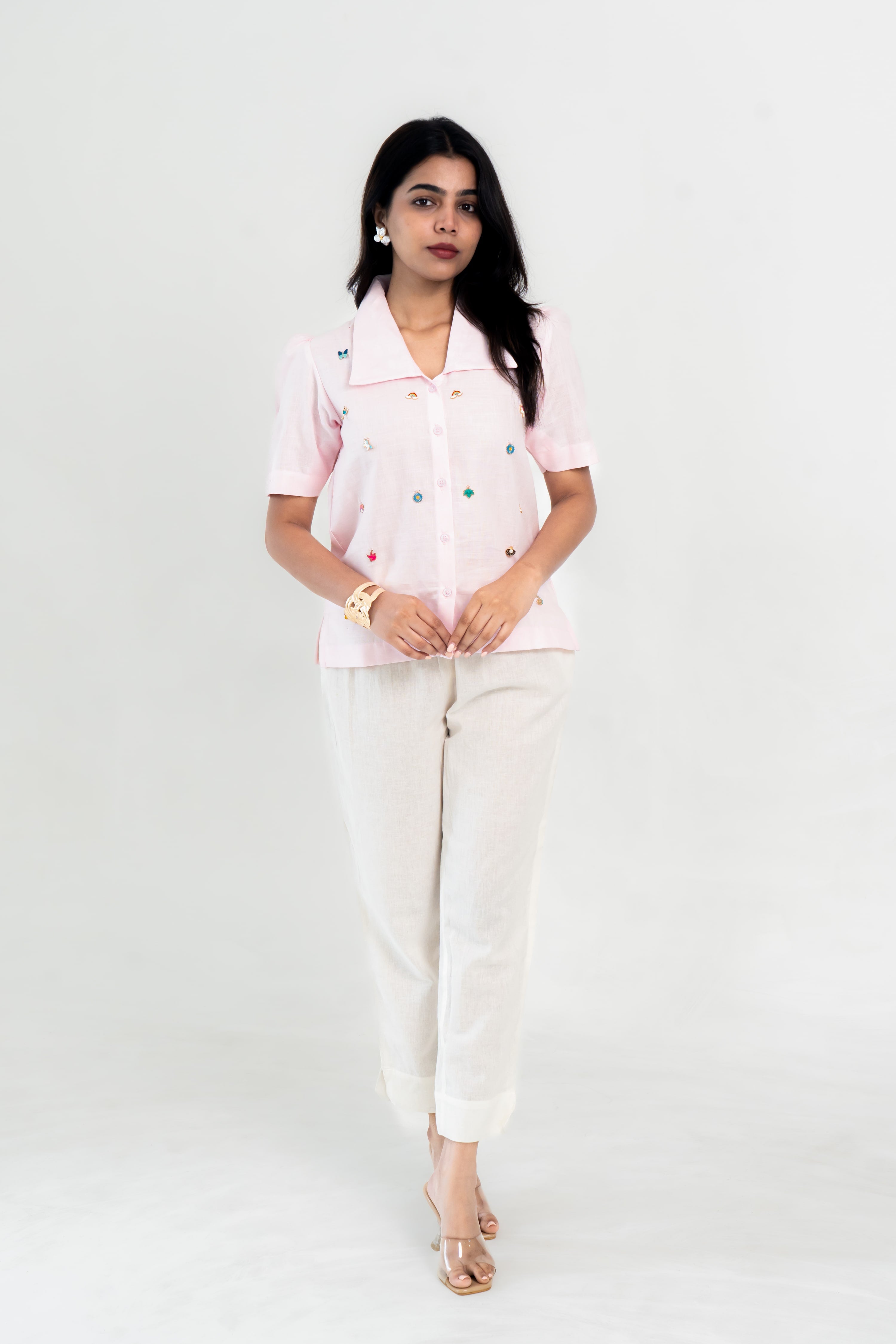Embroidered Charm Shirt - Pink