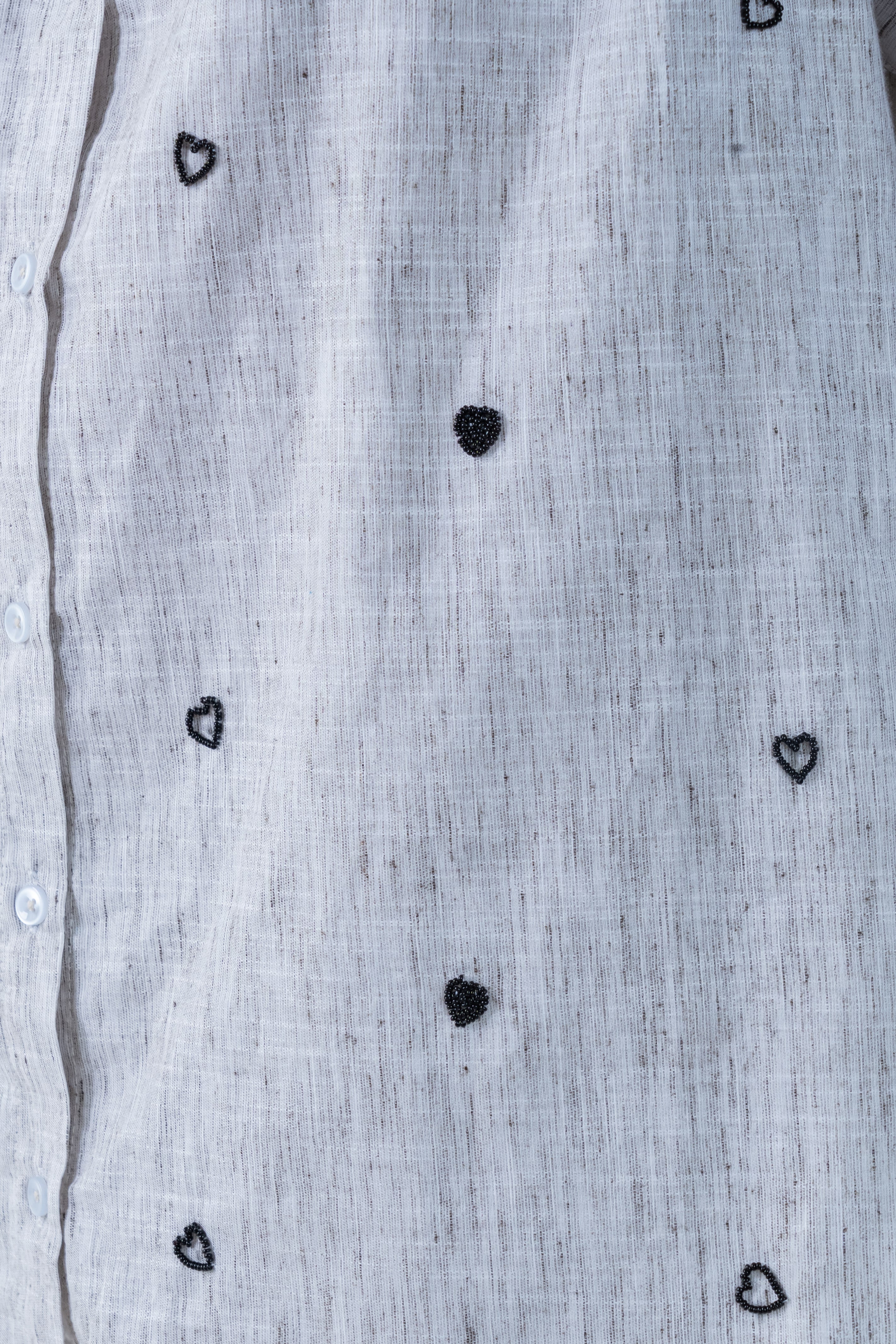 Grey Cotton Co-Ord with Heart Embroidery