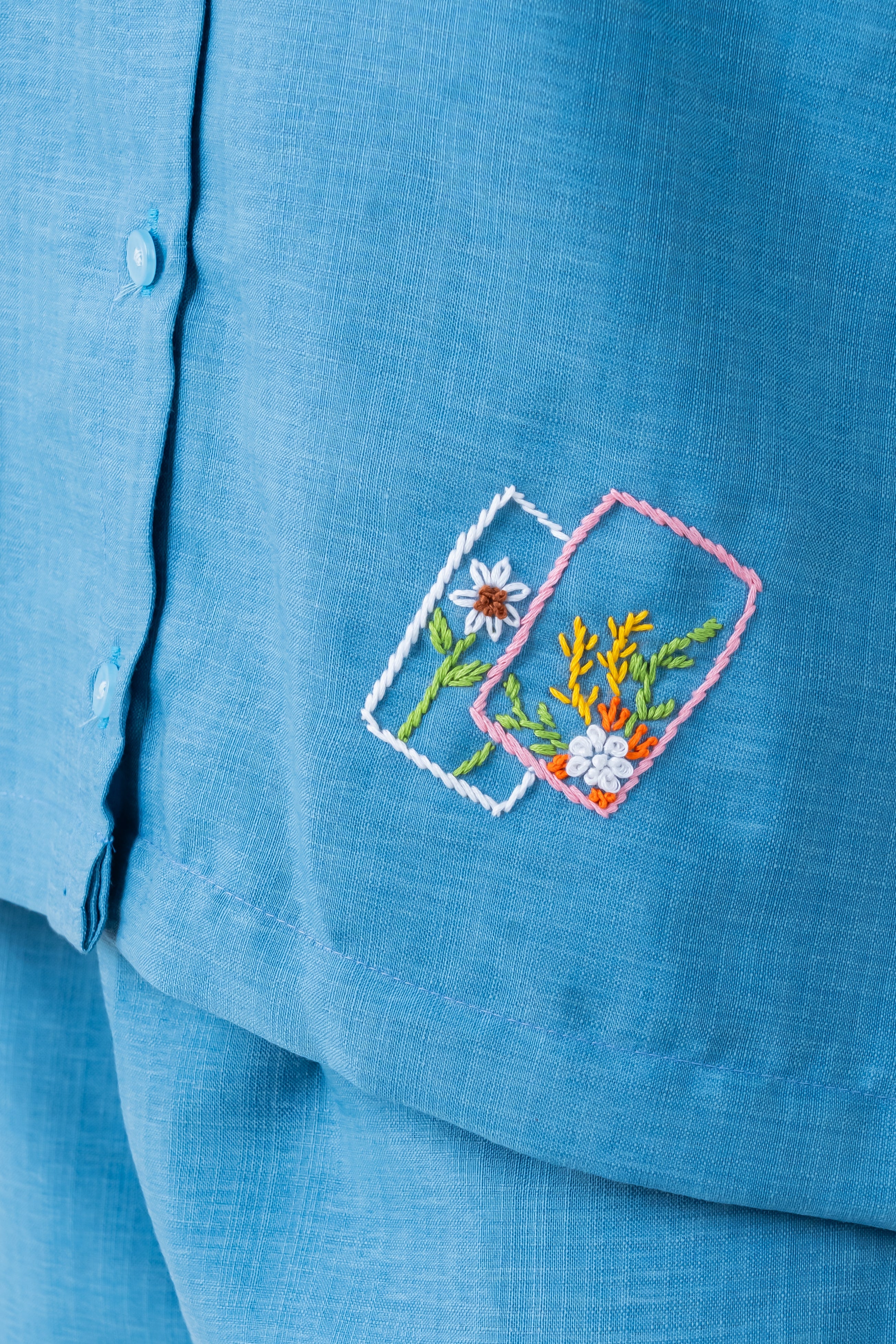 Denim Blue Co-Ord with Thread Embroidery