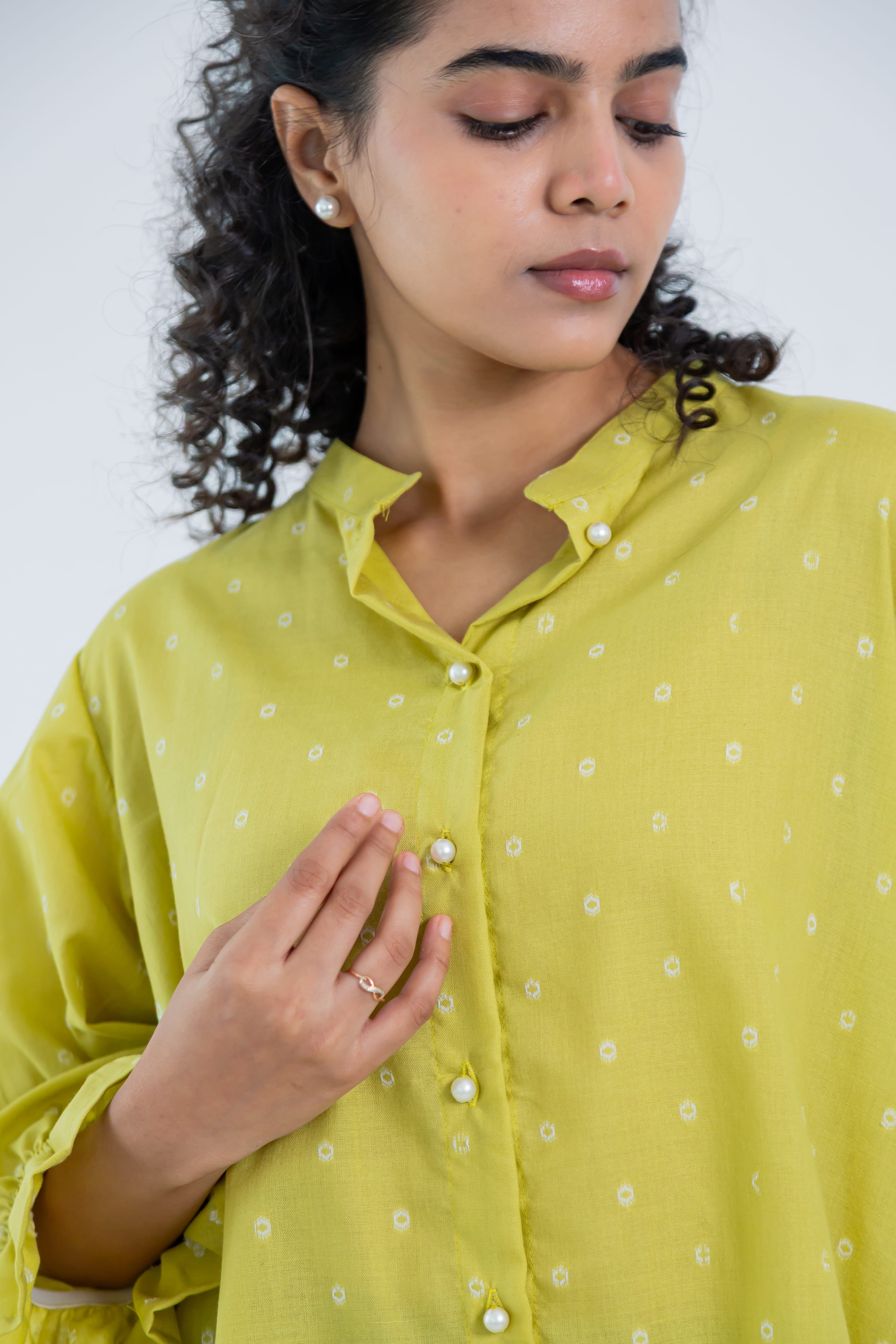 Green Soft Tussar Shirt