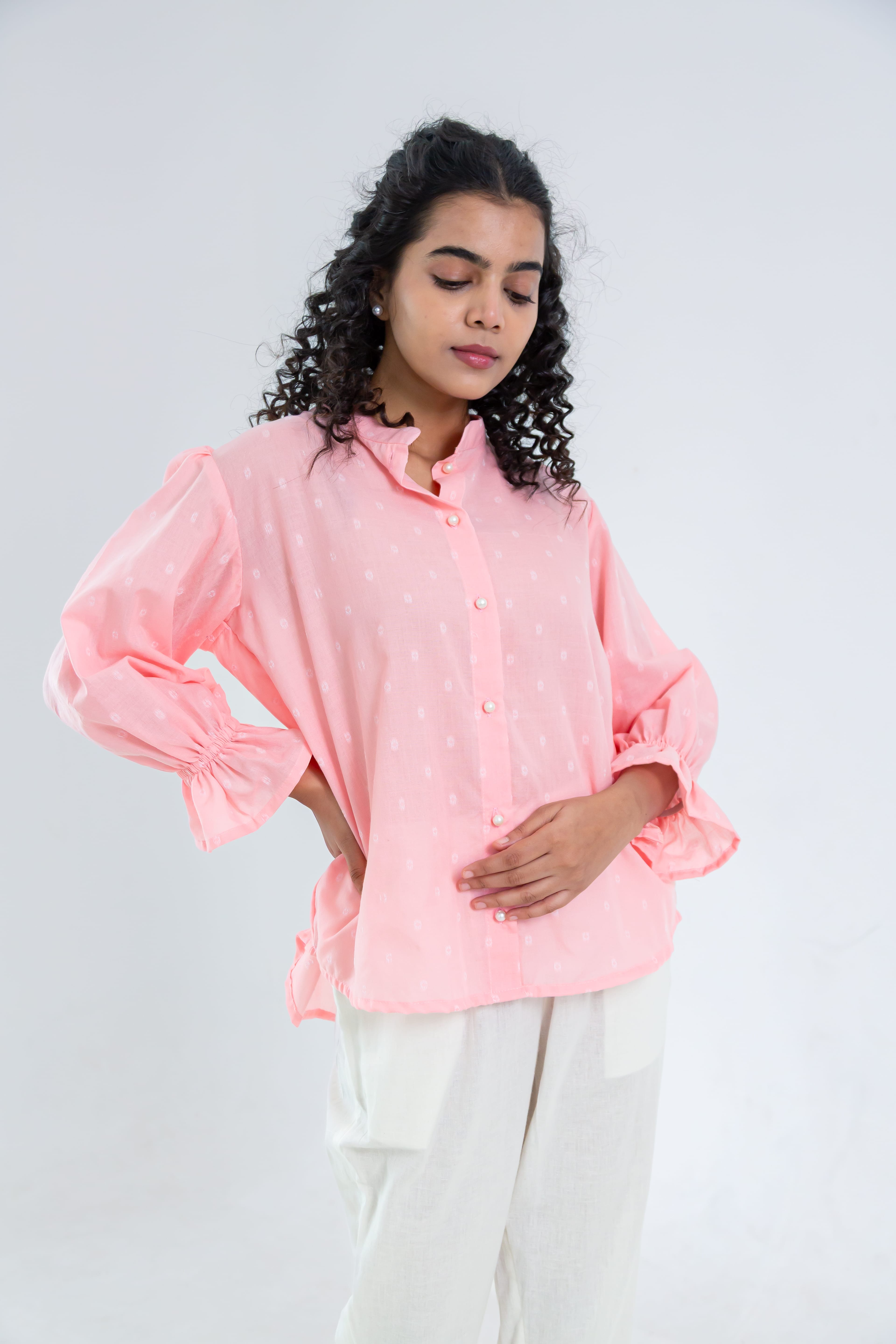 Pink Soft Tussar Shirt