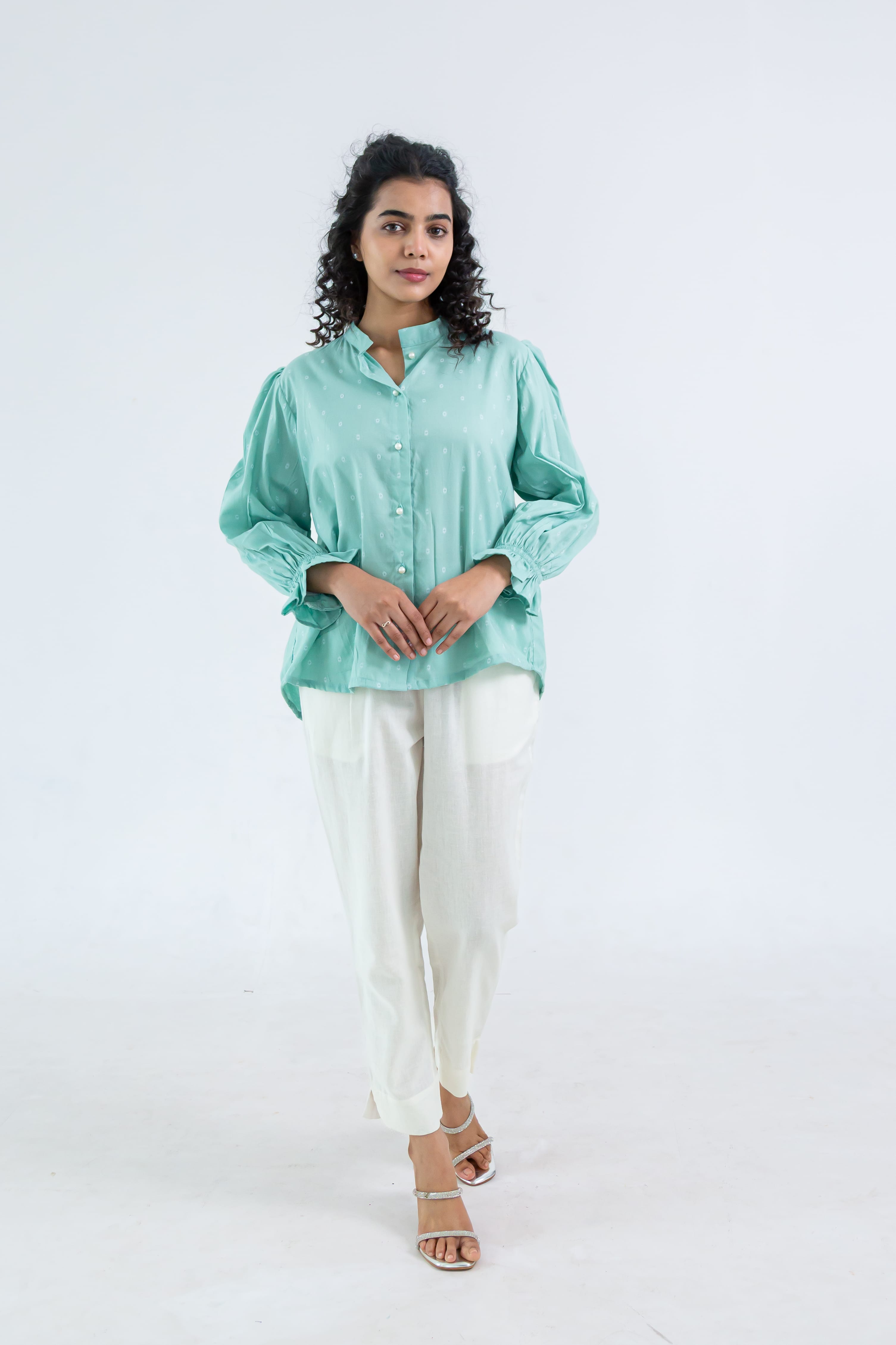 Turquoise Soft Tussar Shirt