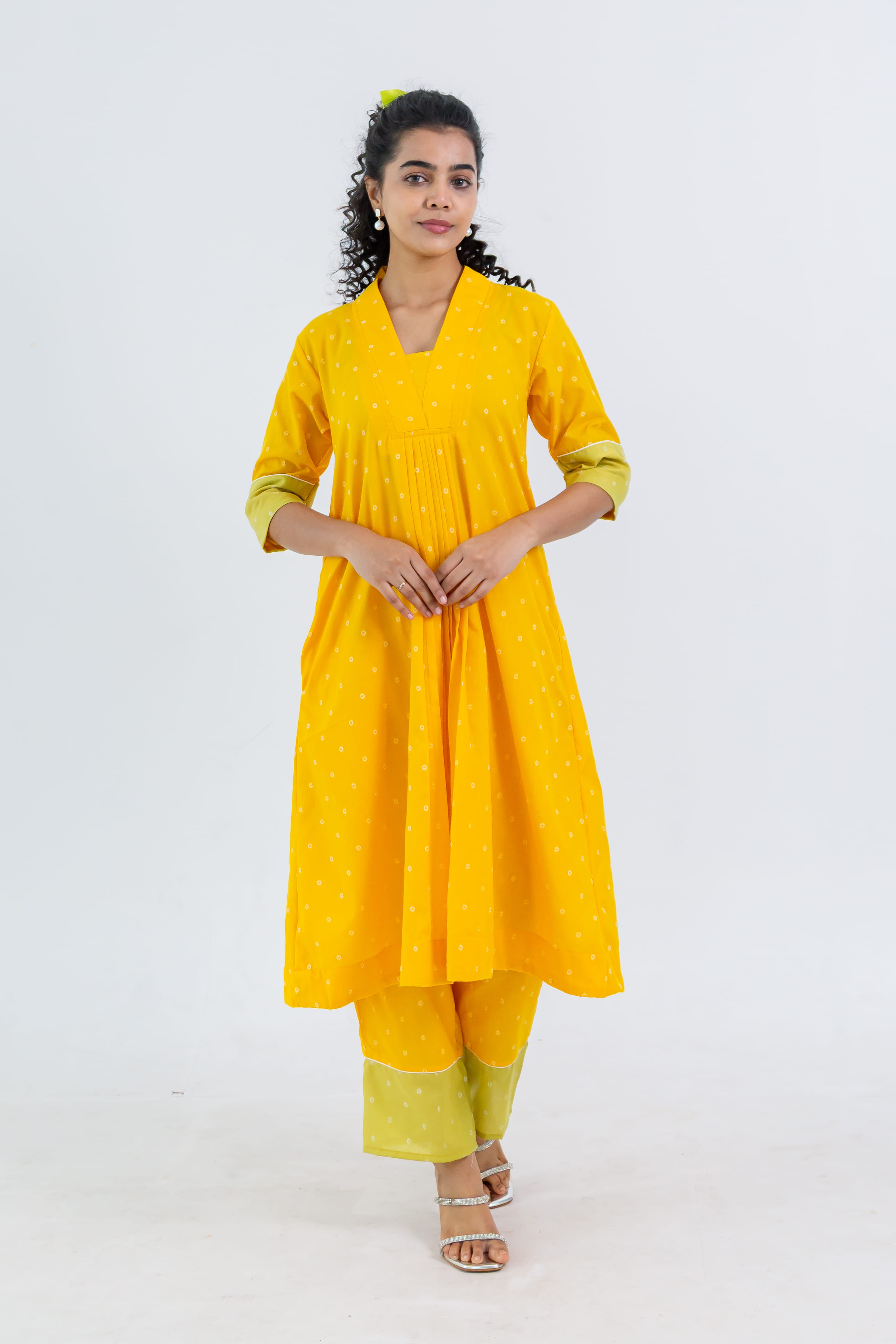 Yellow Soft Tussar Kurta Set
