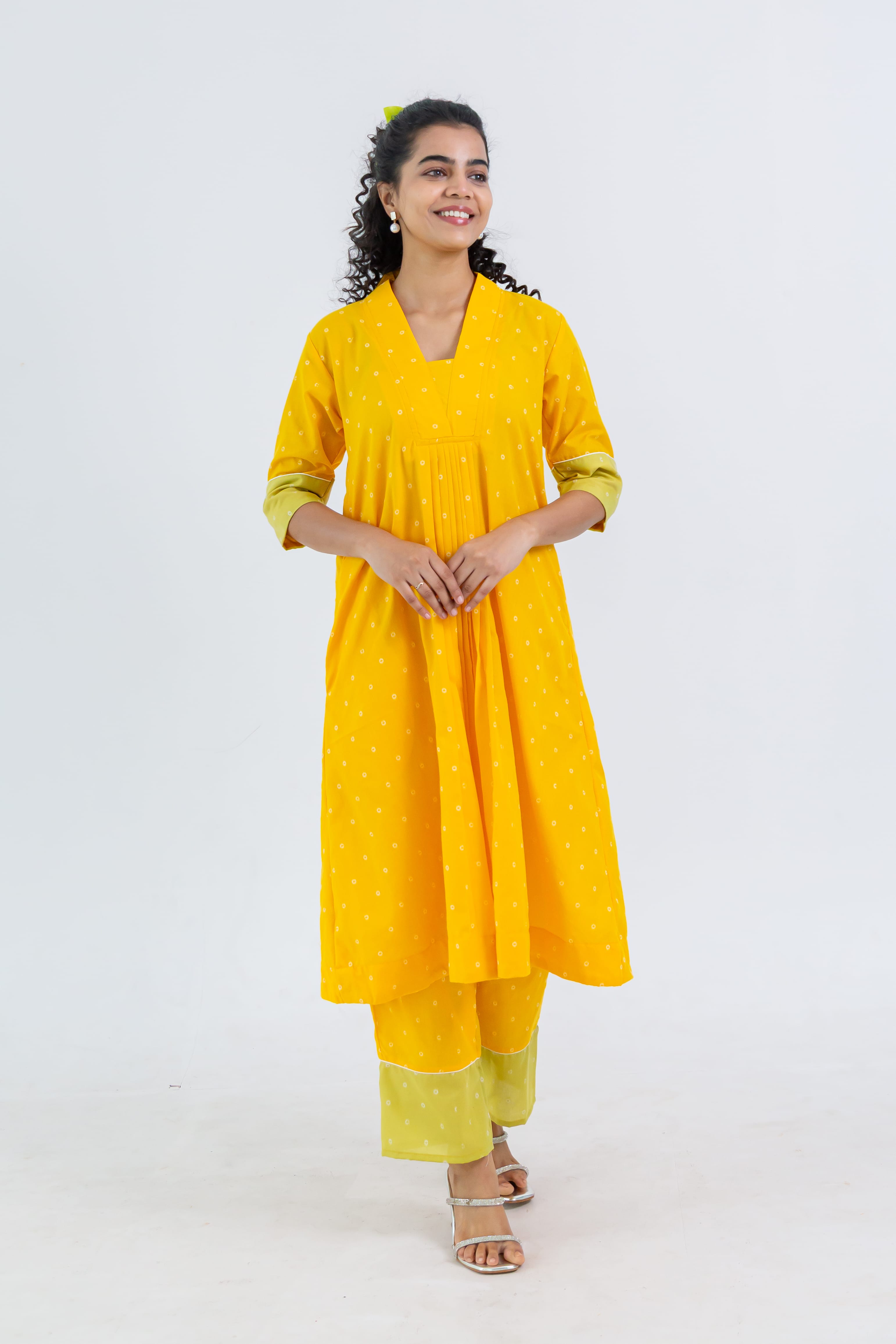 Yellow Soft Tussar Kurta Set