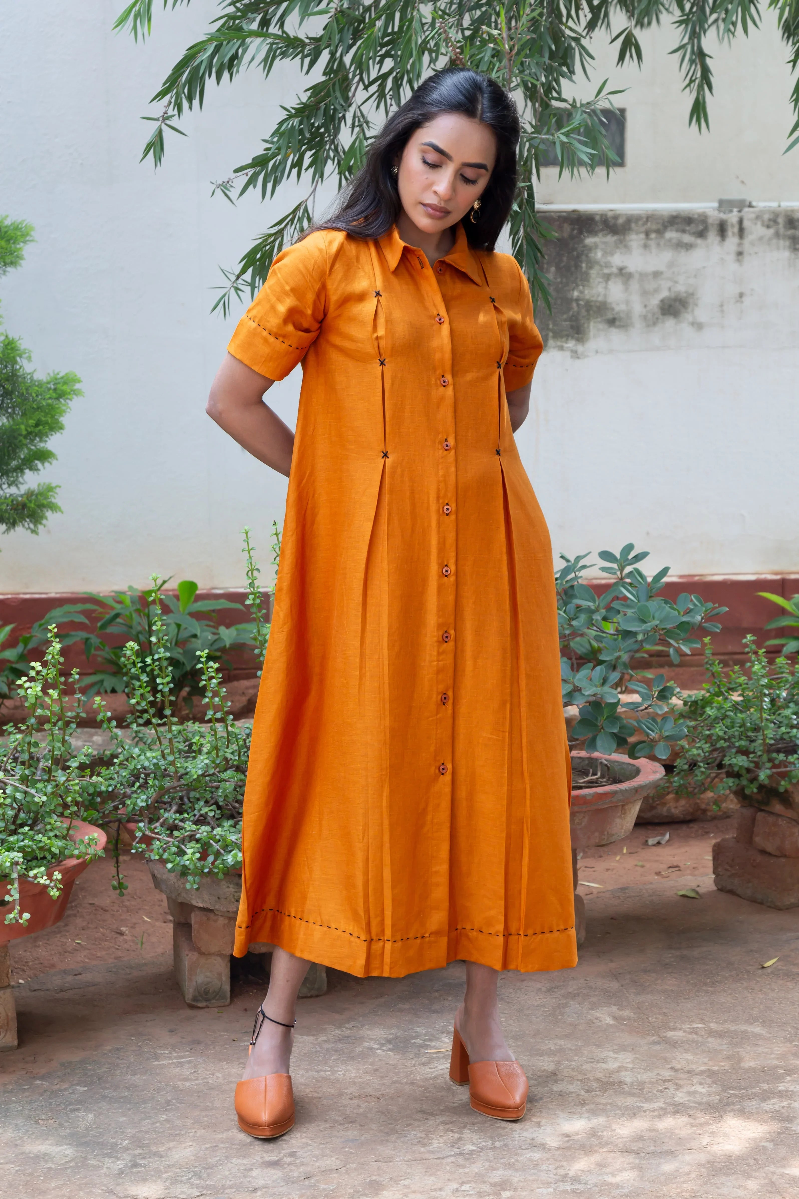 Rust Orange Cotton Dress