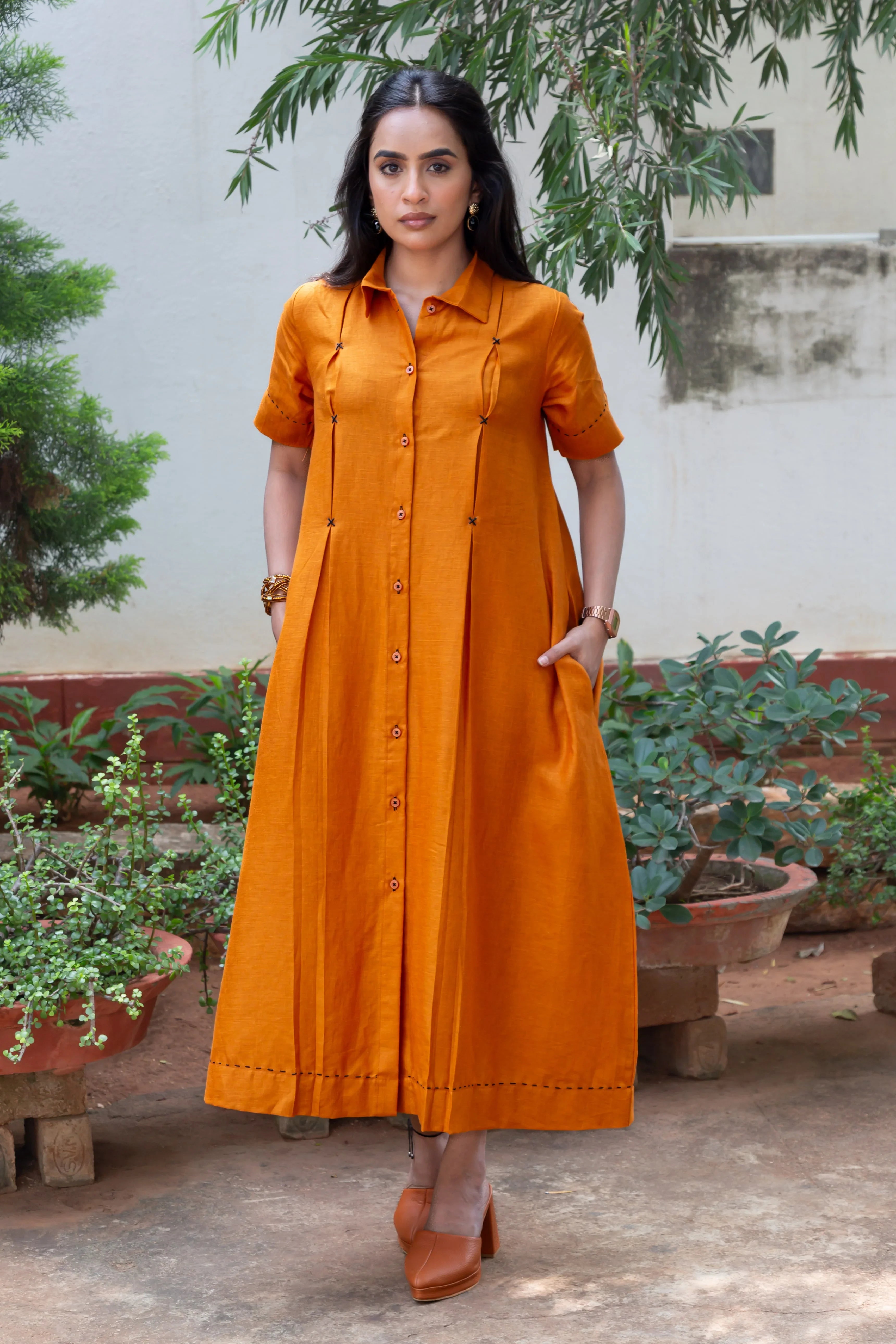 Rust Orange Cotton Dress