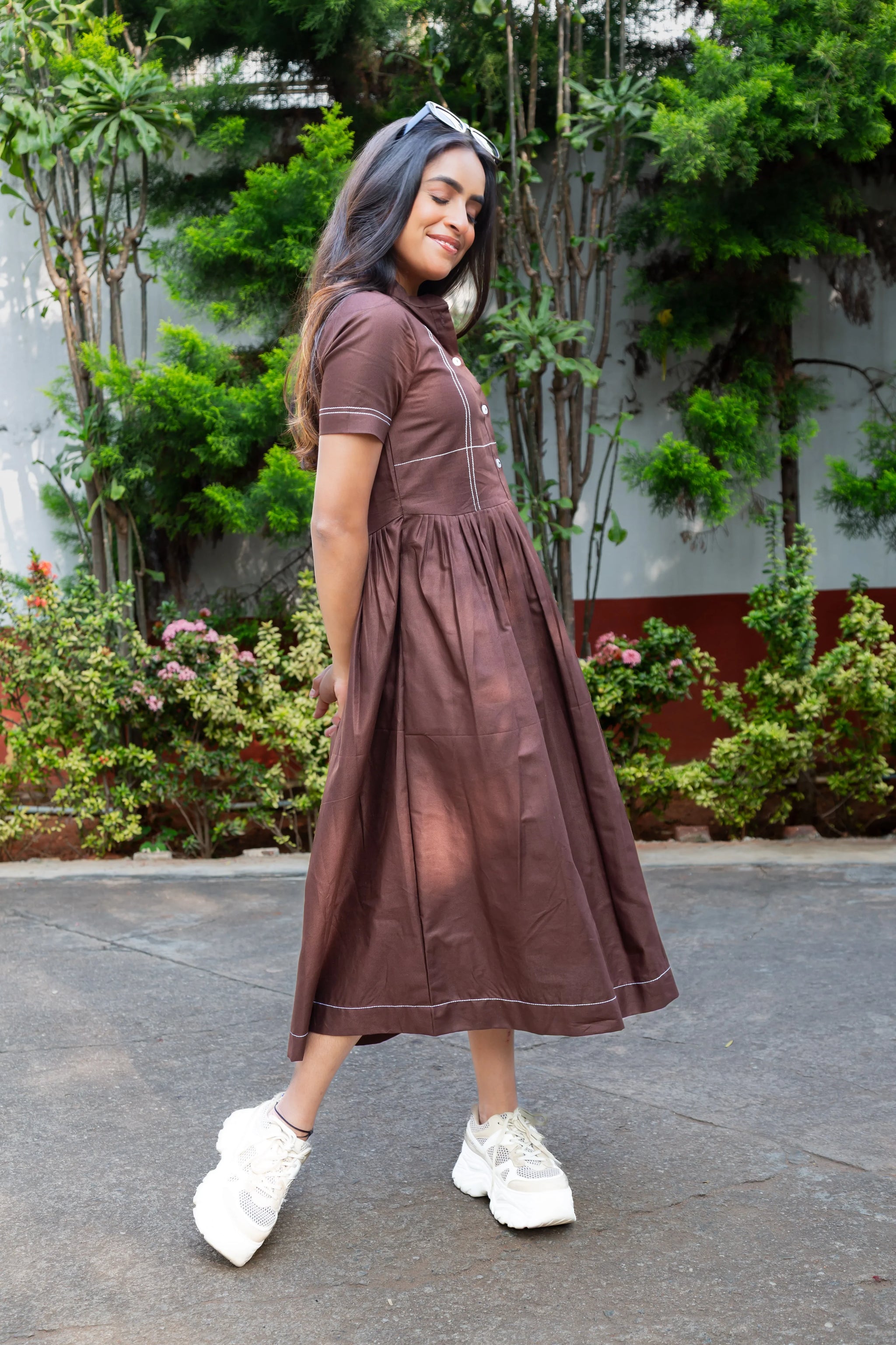 Coffee Brown Cotton Dress – Hello June