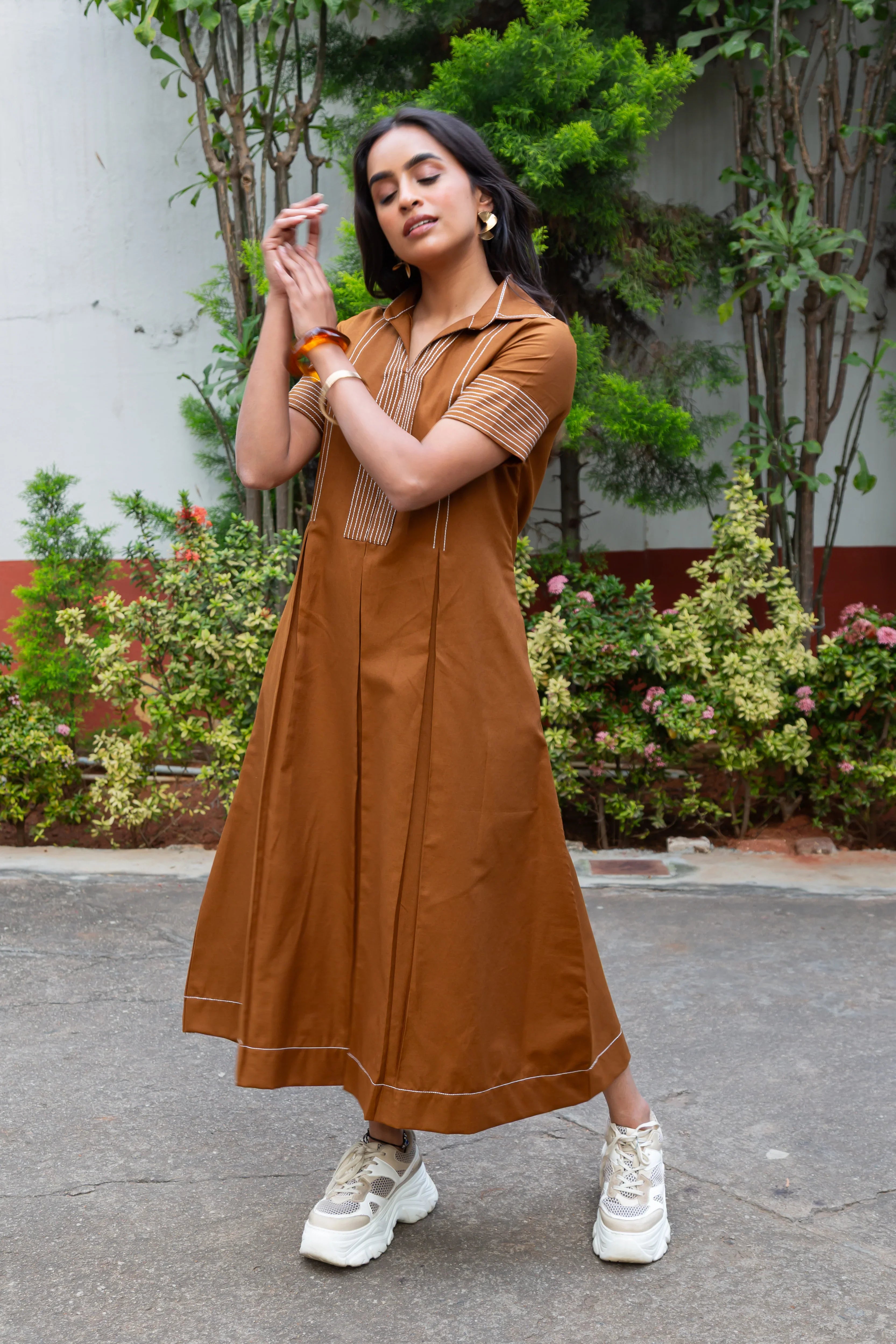 Walnut Brown Cotton Dress
