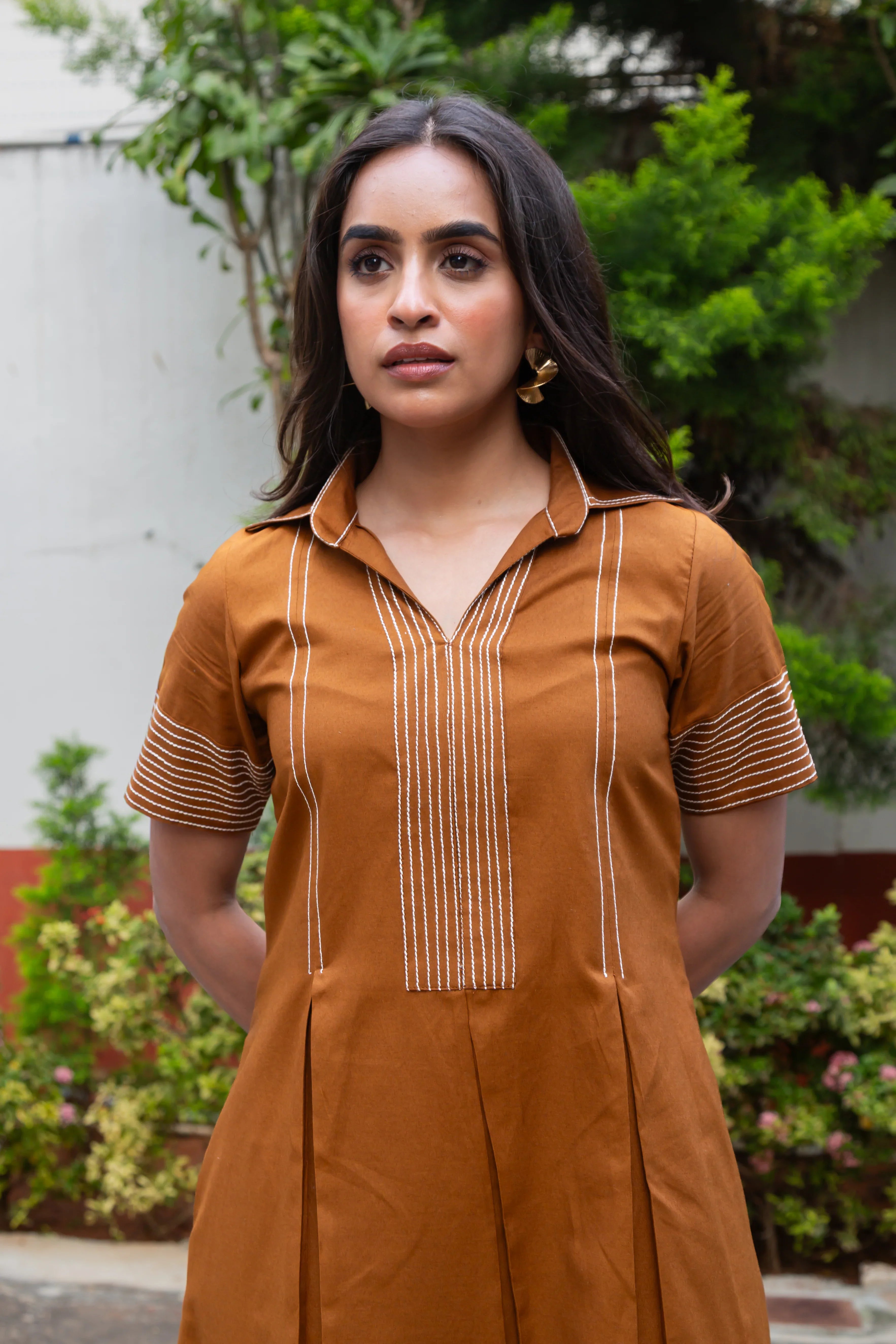 Walnut Brown Cotton Dress