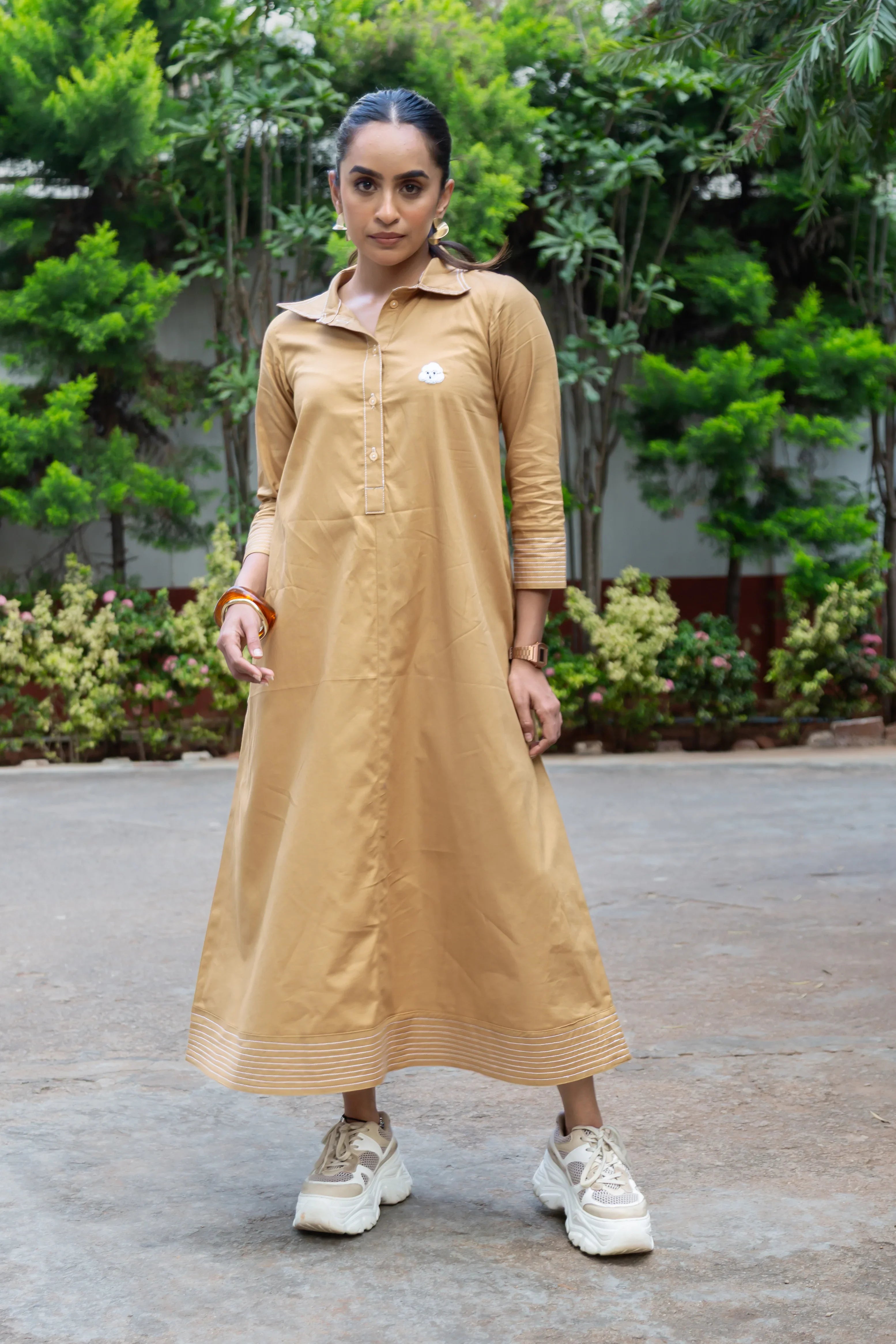 Beige Cotton Dress