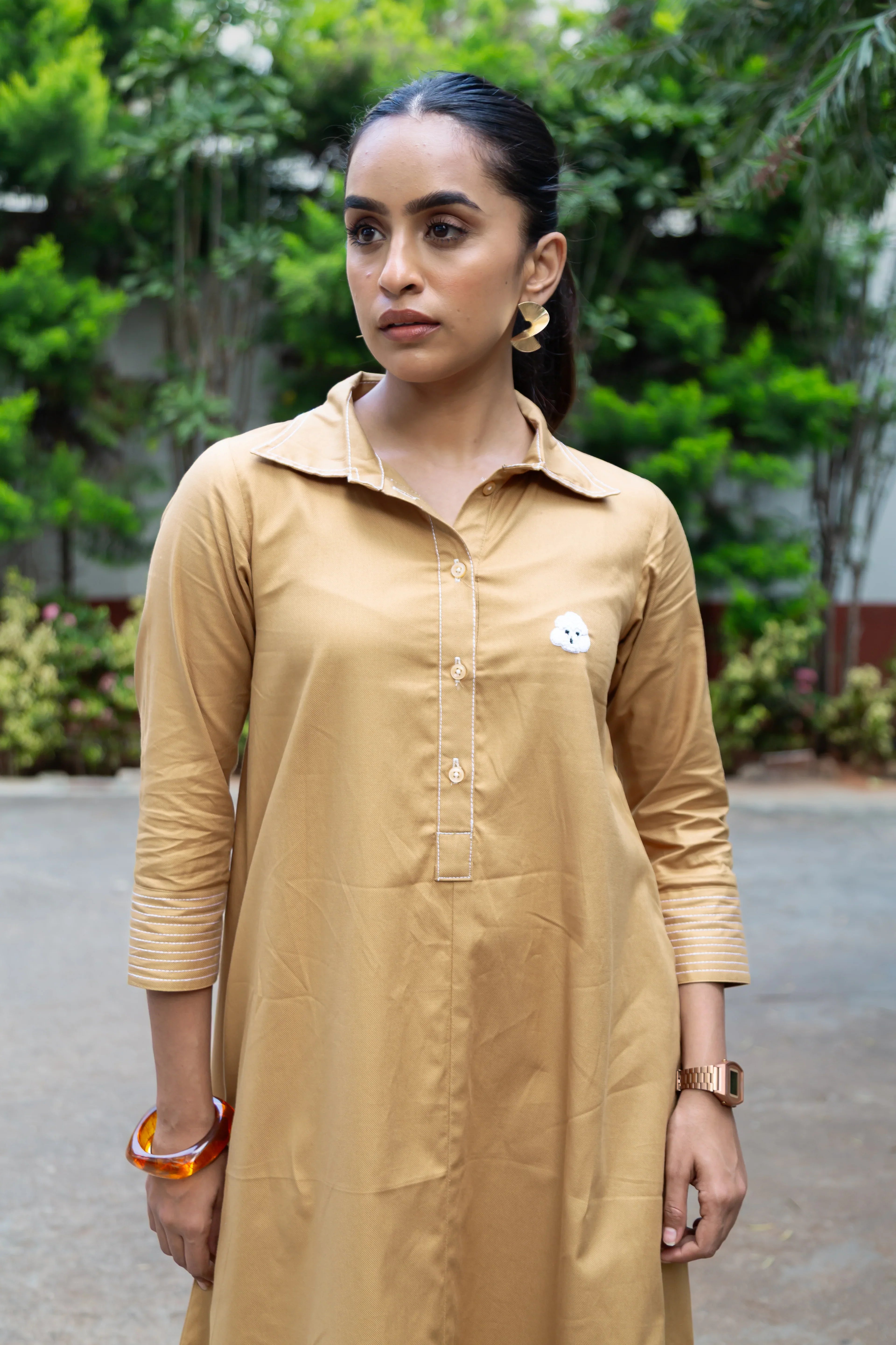 Beige Cotton Dress