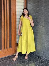 Green Box Pleated Dress