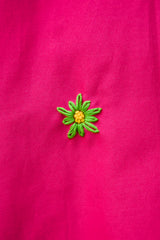 Pink Flower Embroidered Cotton Dress