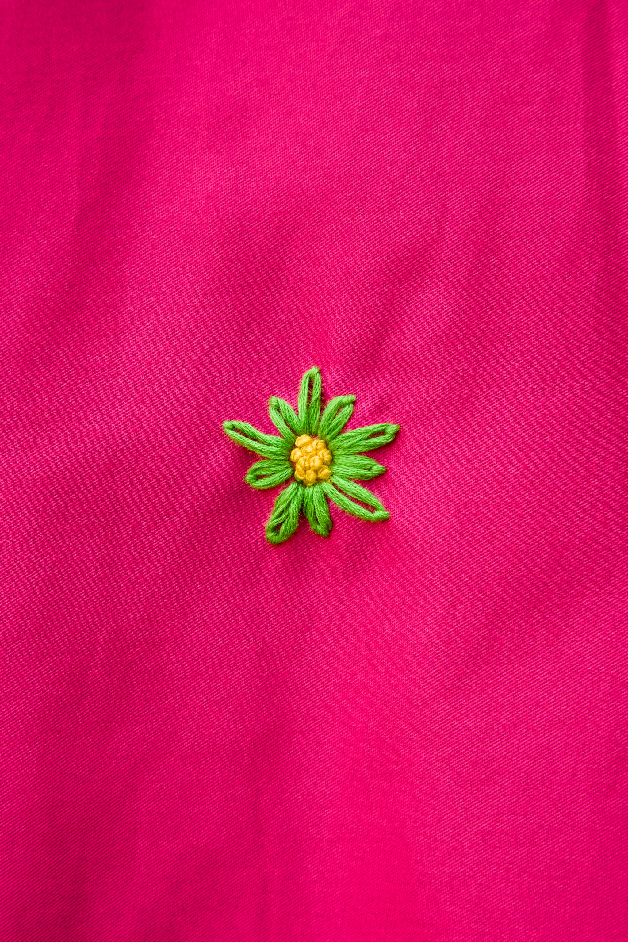 Pink Flower Embroidered Cotton Dress