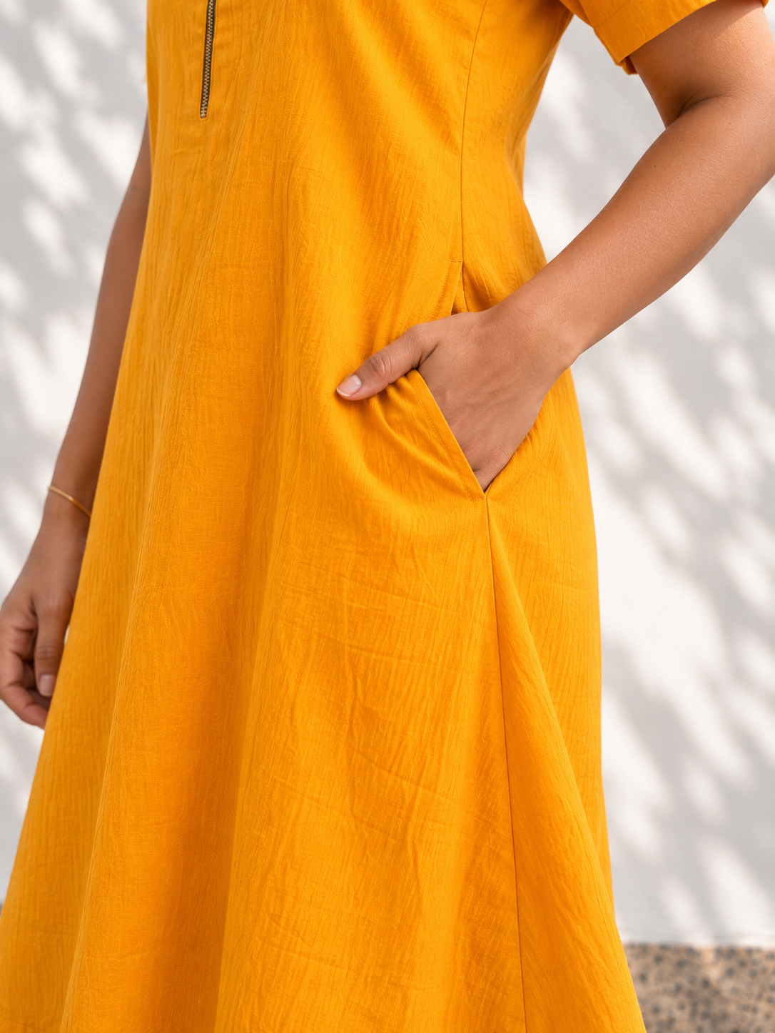 Sunburst Yellow Embroidered Dress