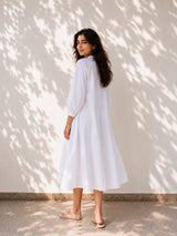 White Cotton Dress with Heart Embroidery