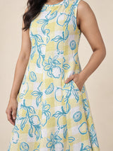 The Capri Lemon Cotton Linen Midi Dress