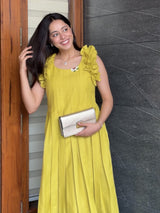 Green Box Pleated Dress