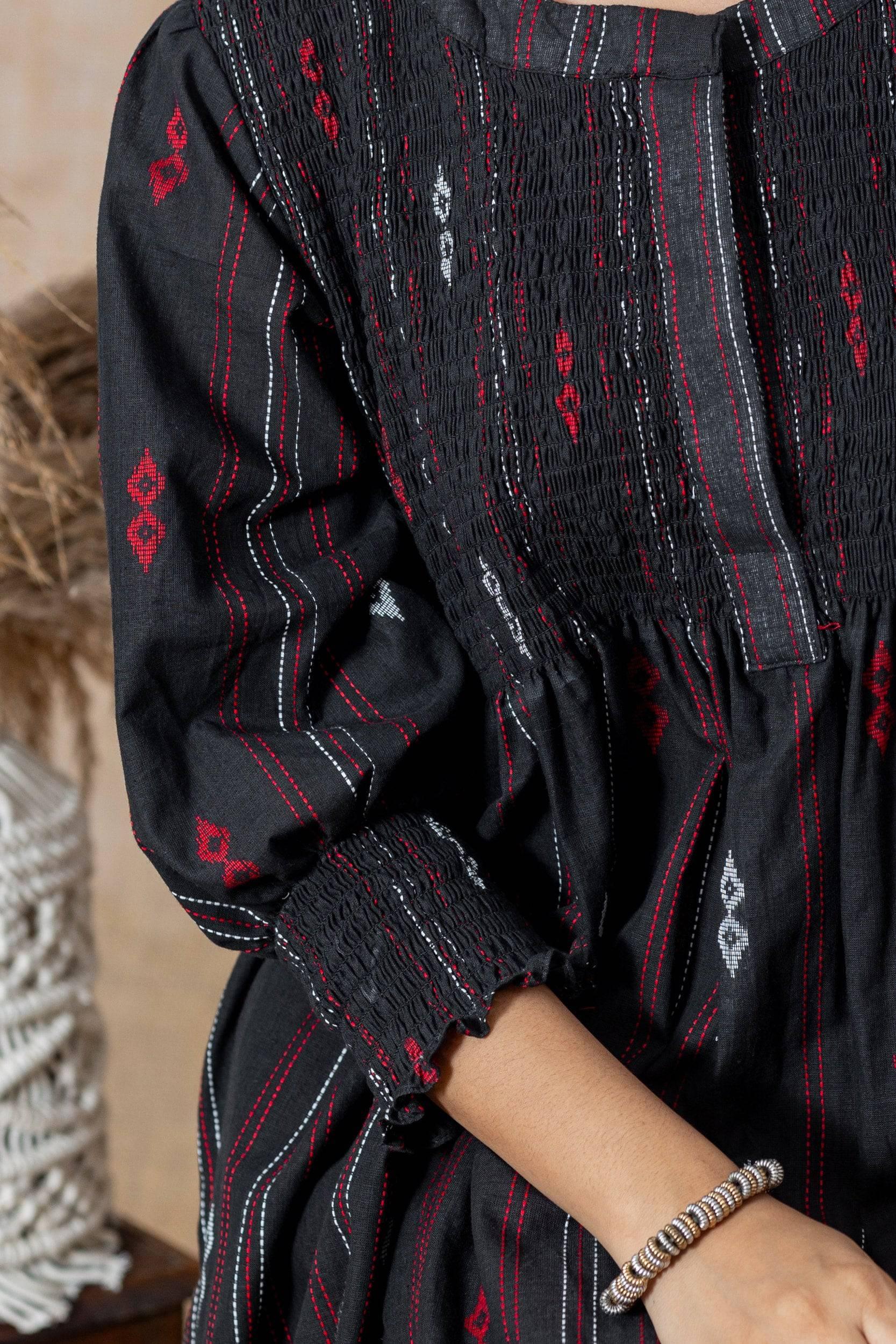 Nightfall Smocked Cotton Dress - Hello June